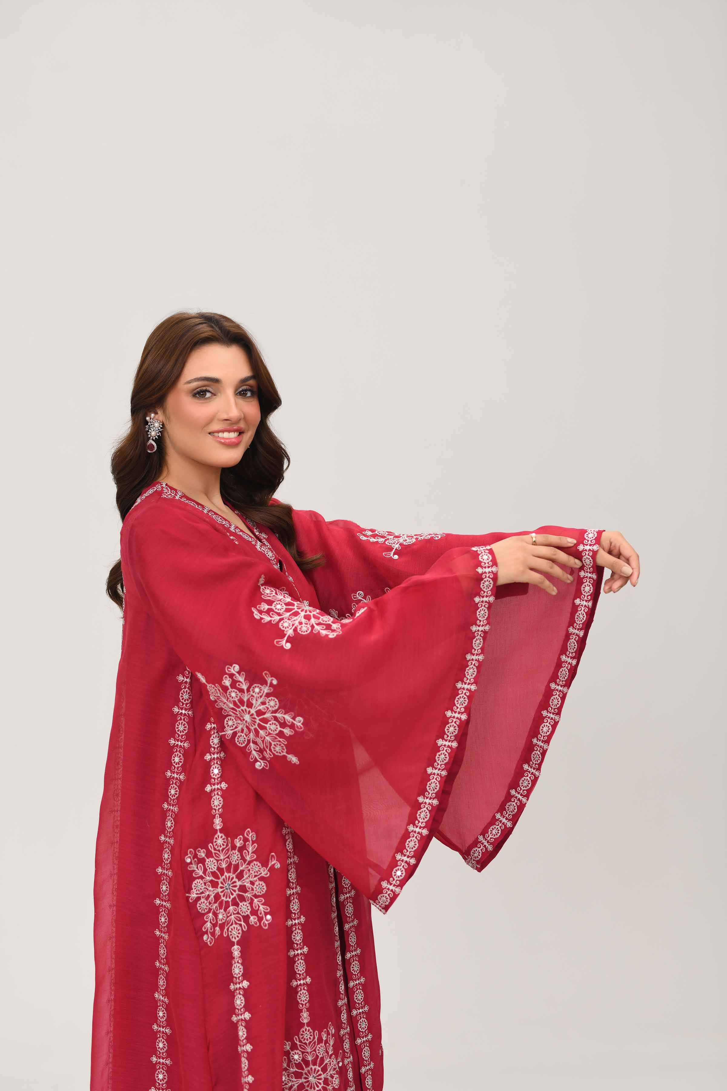 NISHATUAE - Pink Embroidered Polyester 2-piece Ready to wear Dress