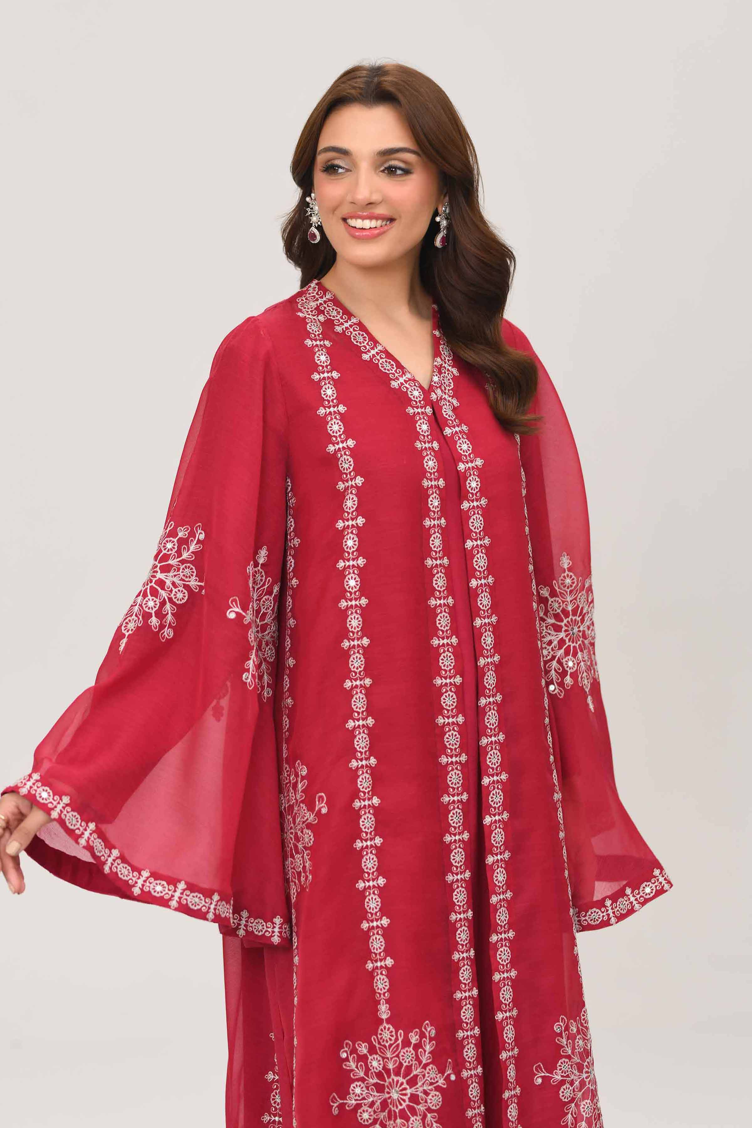 NISHATUAE - Pink Embroidered Polyester 2-piece Ready to wear Dress