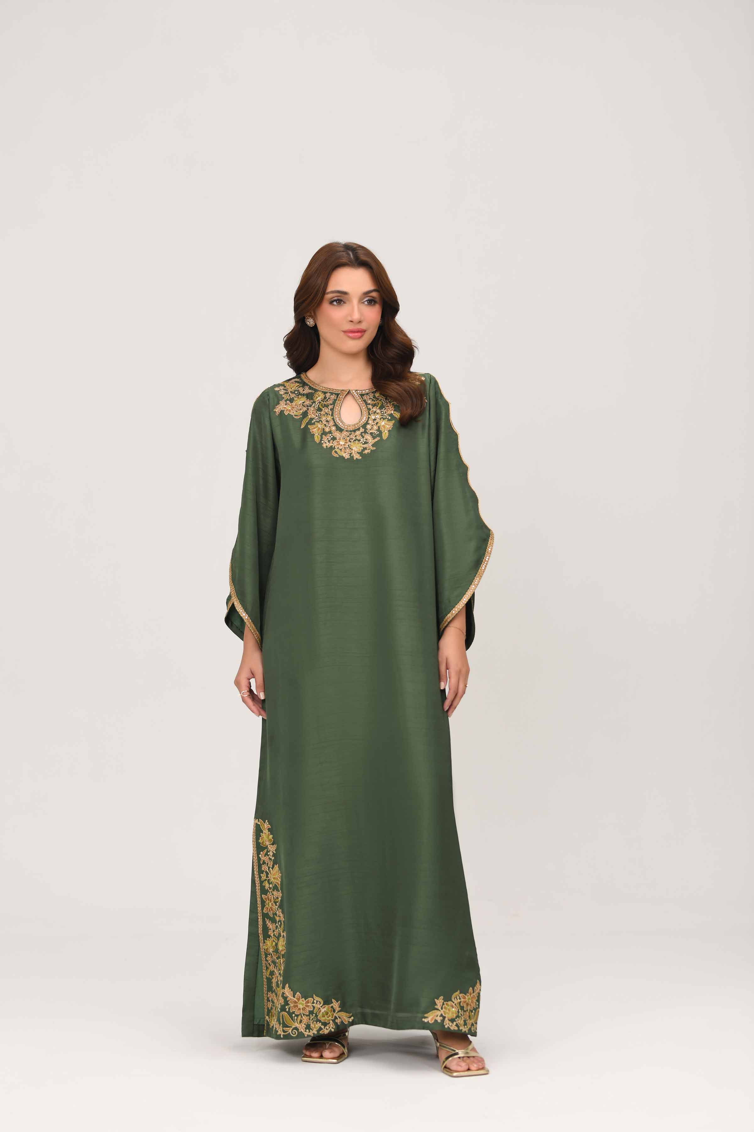 NISHATUAE - Green Embroidered Silk Ready to wear Shirt