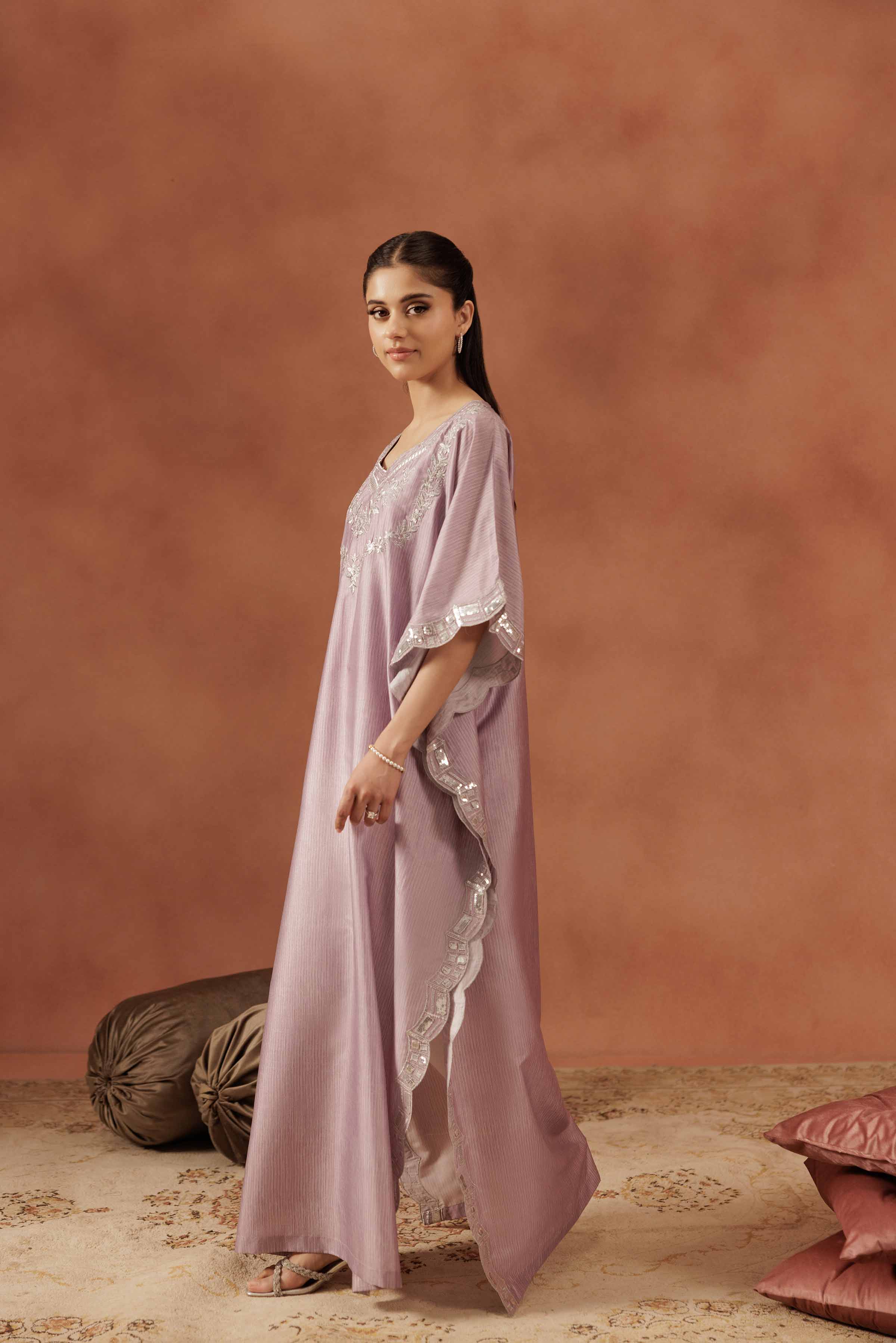 NISHATUAE - Purple Embroidered Silk 2-piece Ready to wear Dress