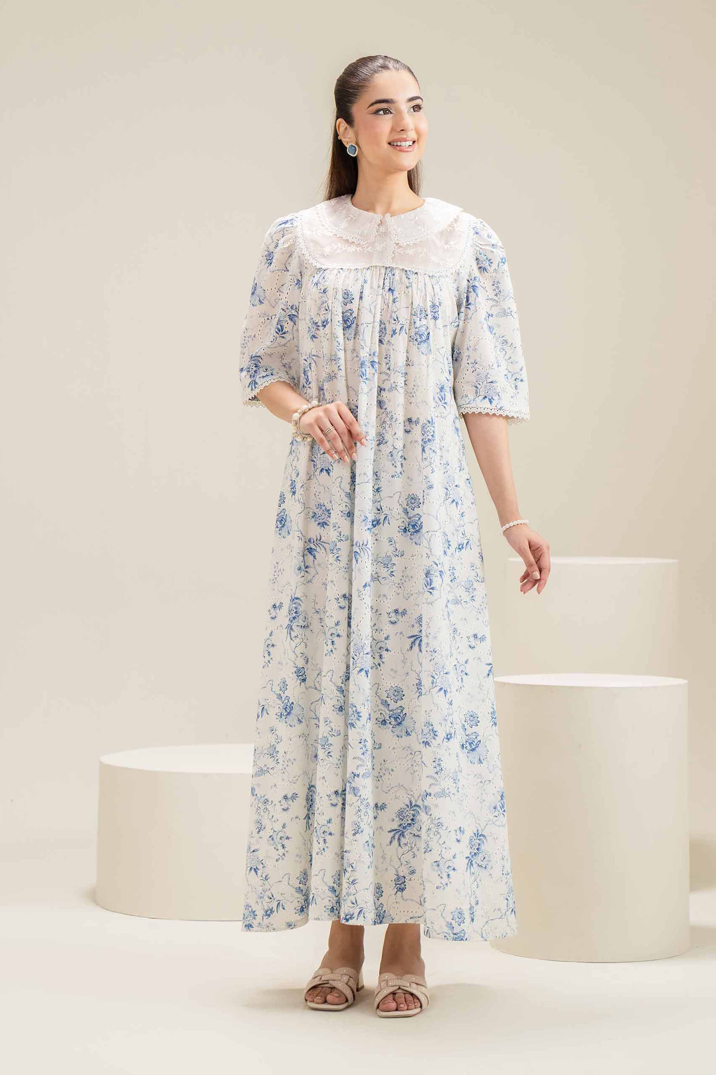 Printed Embroidered Dress - FE25-86