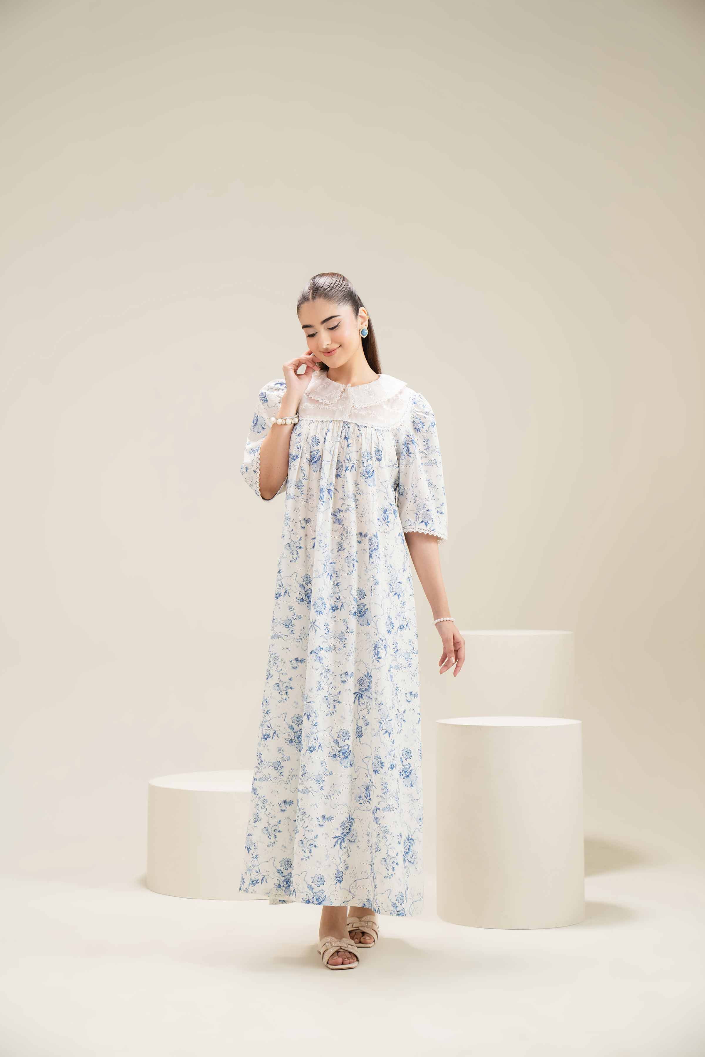 Printed Embroidered Dress - FE25-86