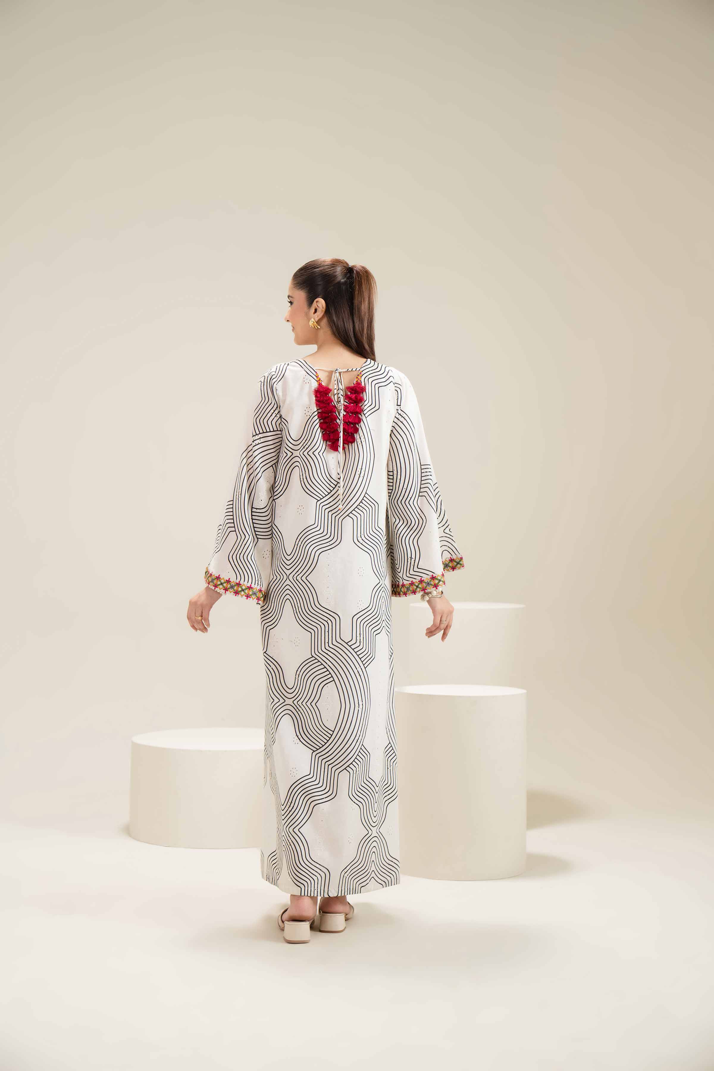 Printed Embroidered Dress - FE25-94