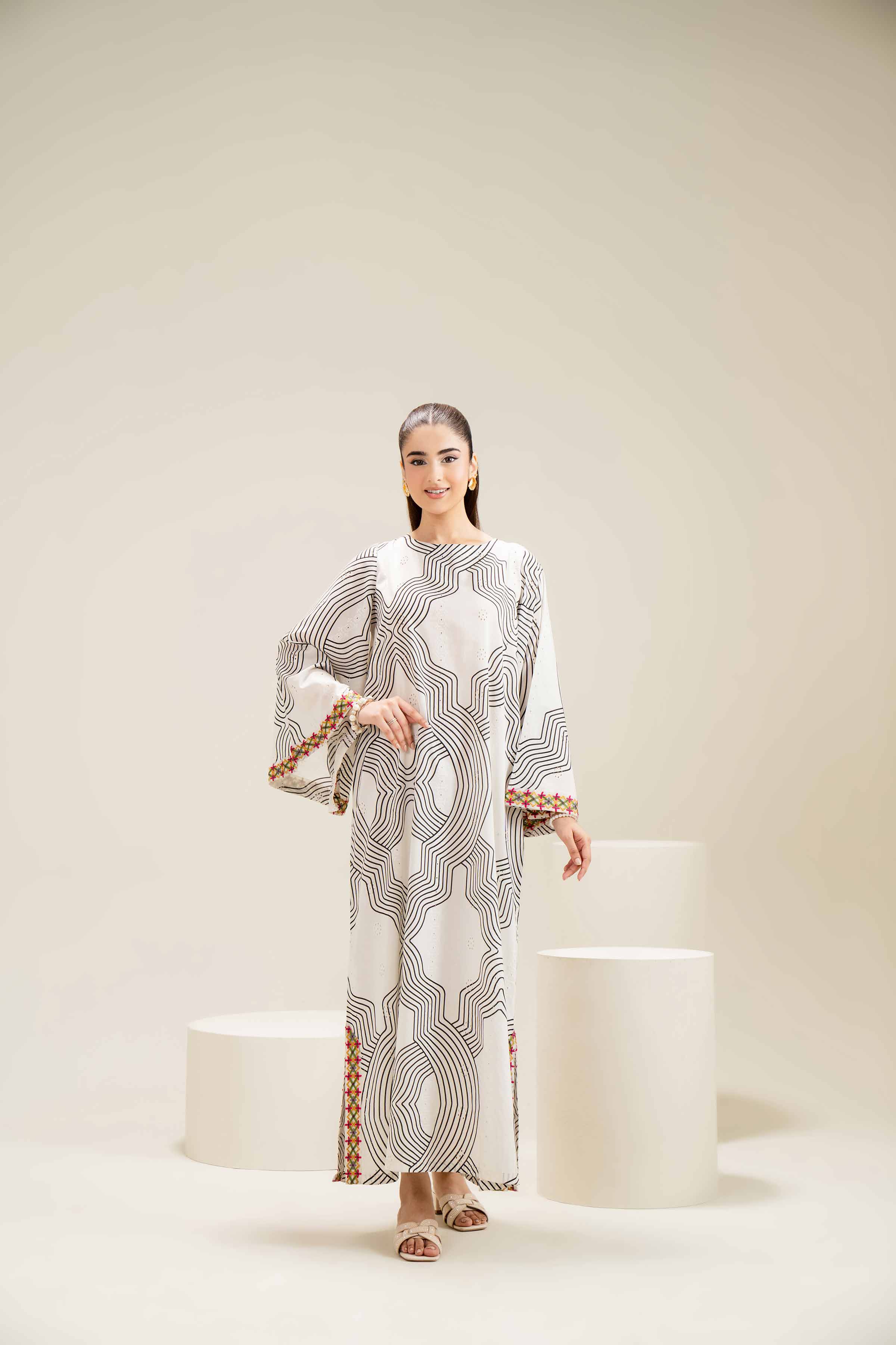 Printed Embroidered Dress - FE25-94