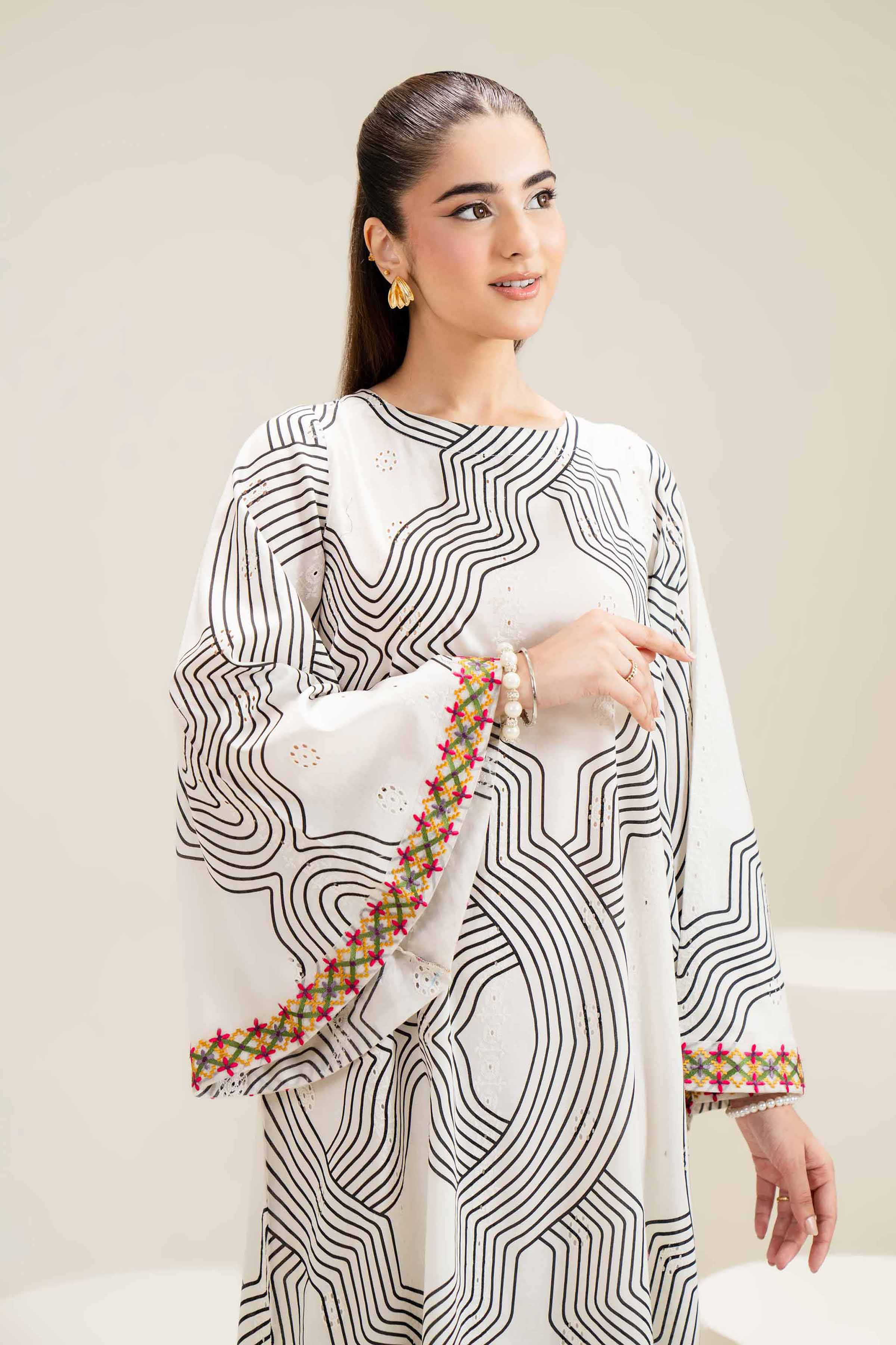 Printed Embroidered Dress - FE25-94