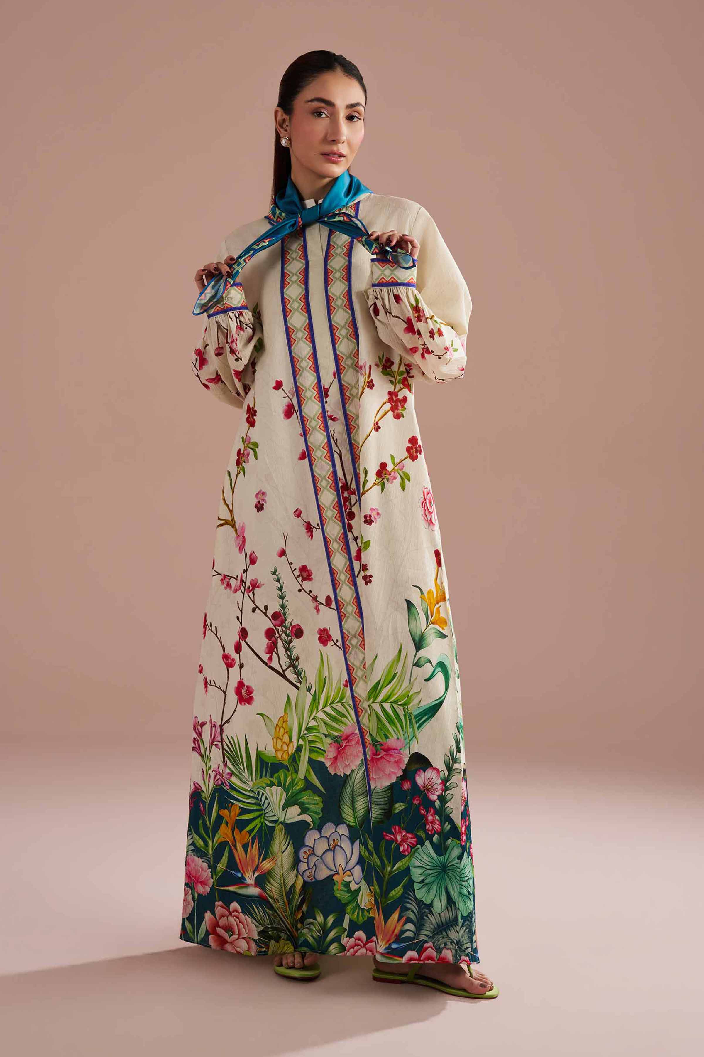 2 Piece - Printed Suit - FE26-25 Off White Seer Sucker 2PC Printed READY TO WEAR