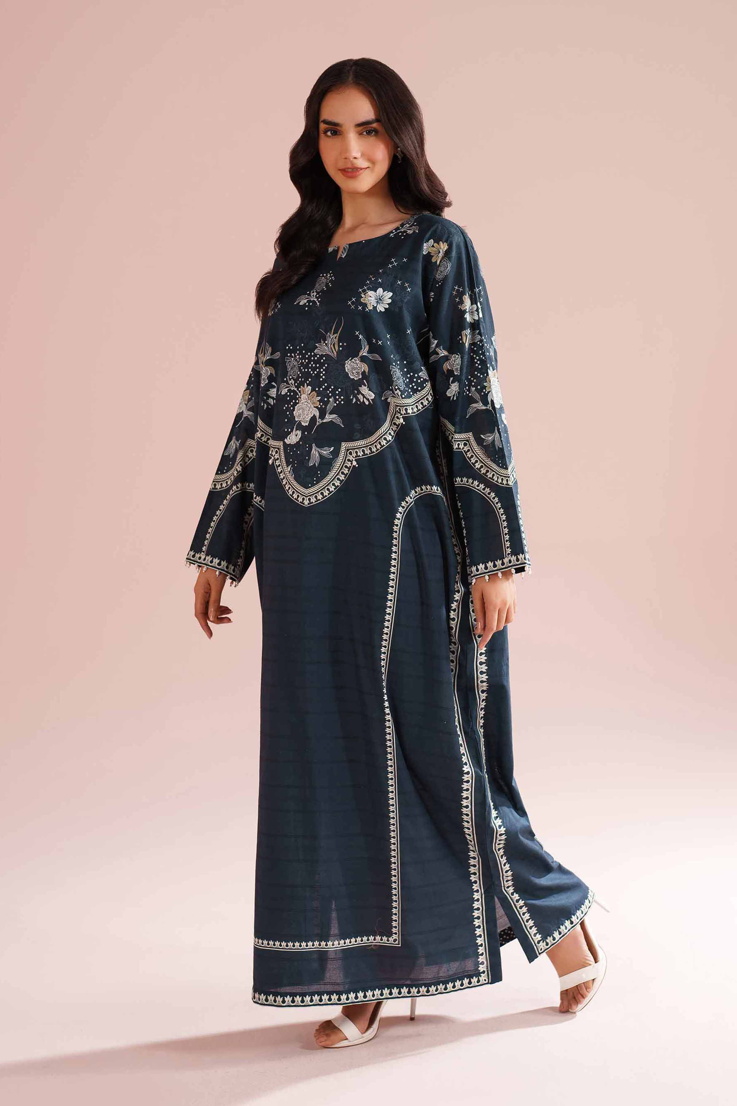 Printed Shirt - FE26-28 NishatUAE Blue Lawn 1PC Printed Ready To Wear