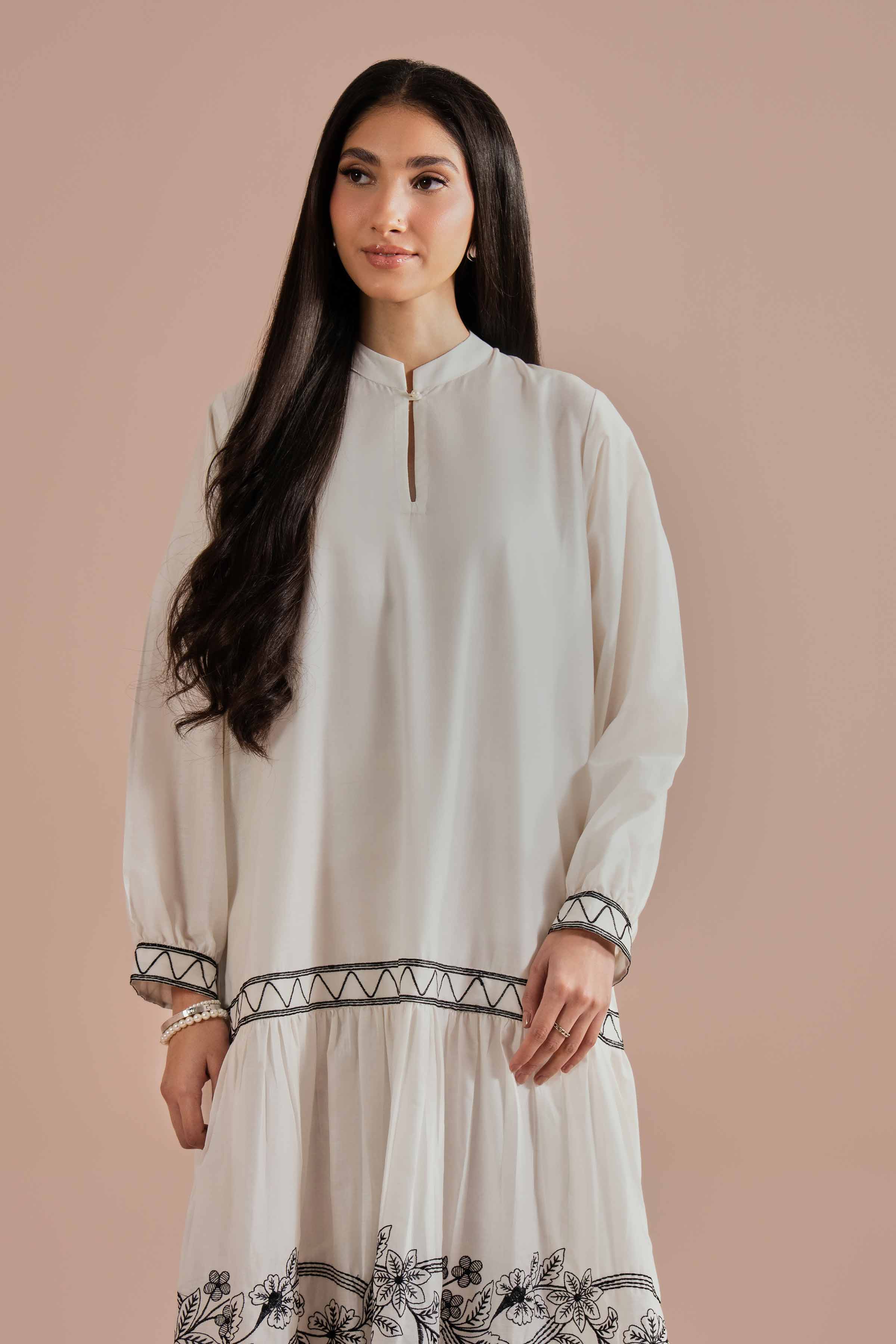 Embroidered Dress - FE26-35 White Cambric 1PC Embroidered READY TO WEAR