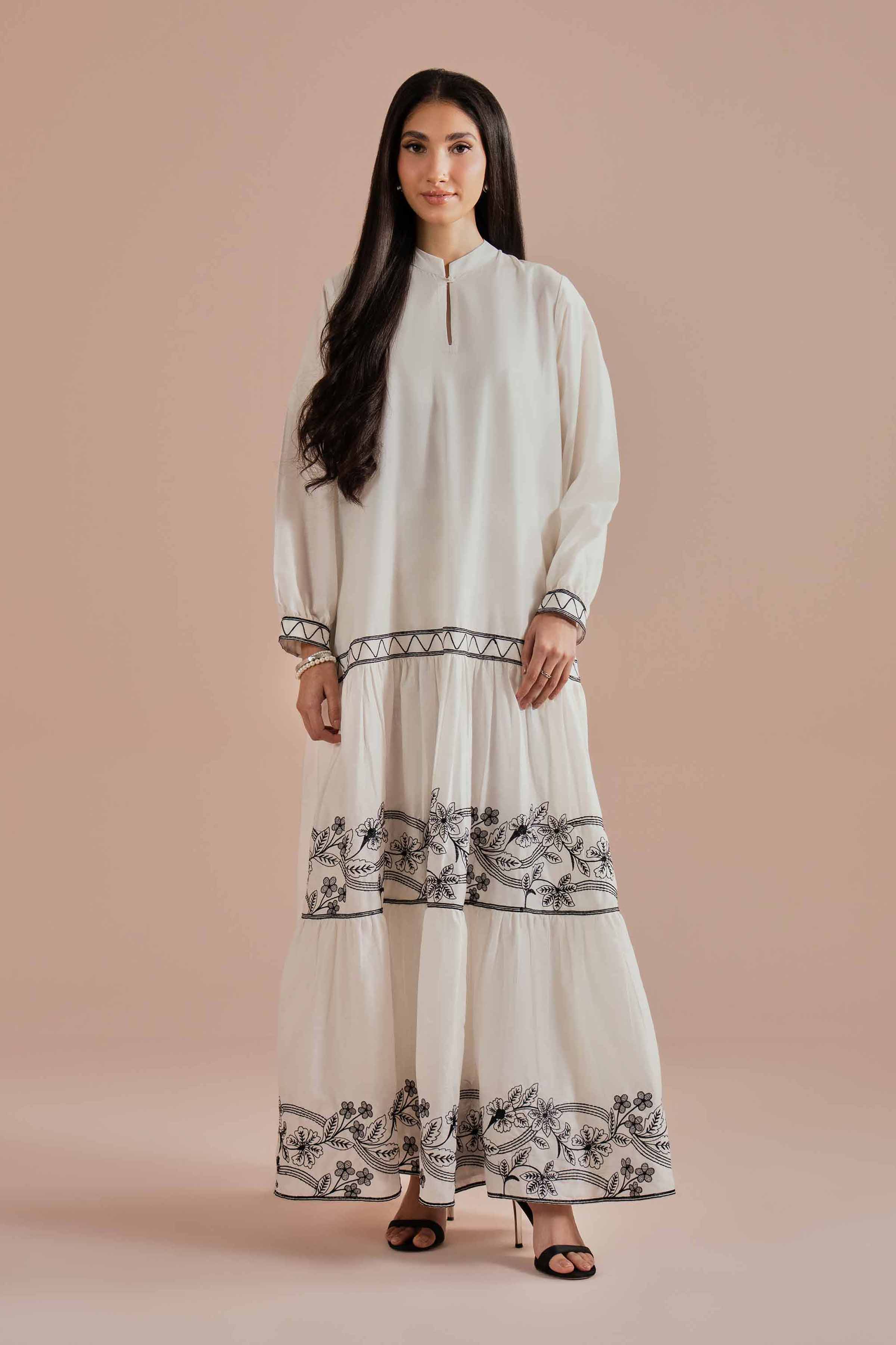 Embroidered Dress - FE26-35 White Cambric 1PC Embroidered READY TO WEAR
