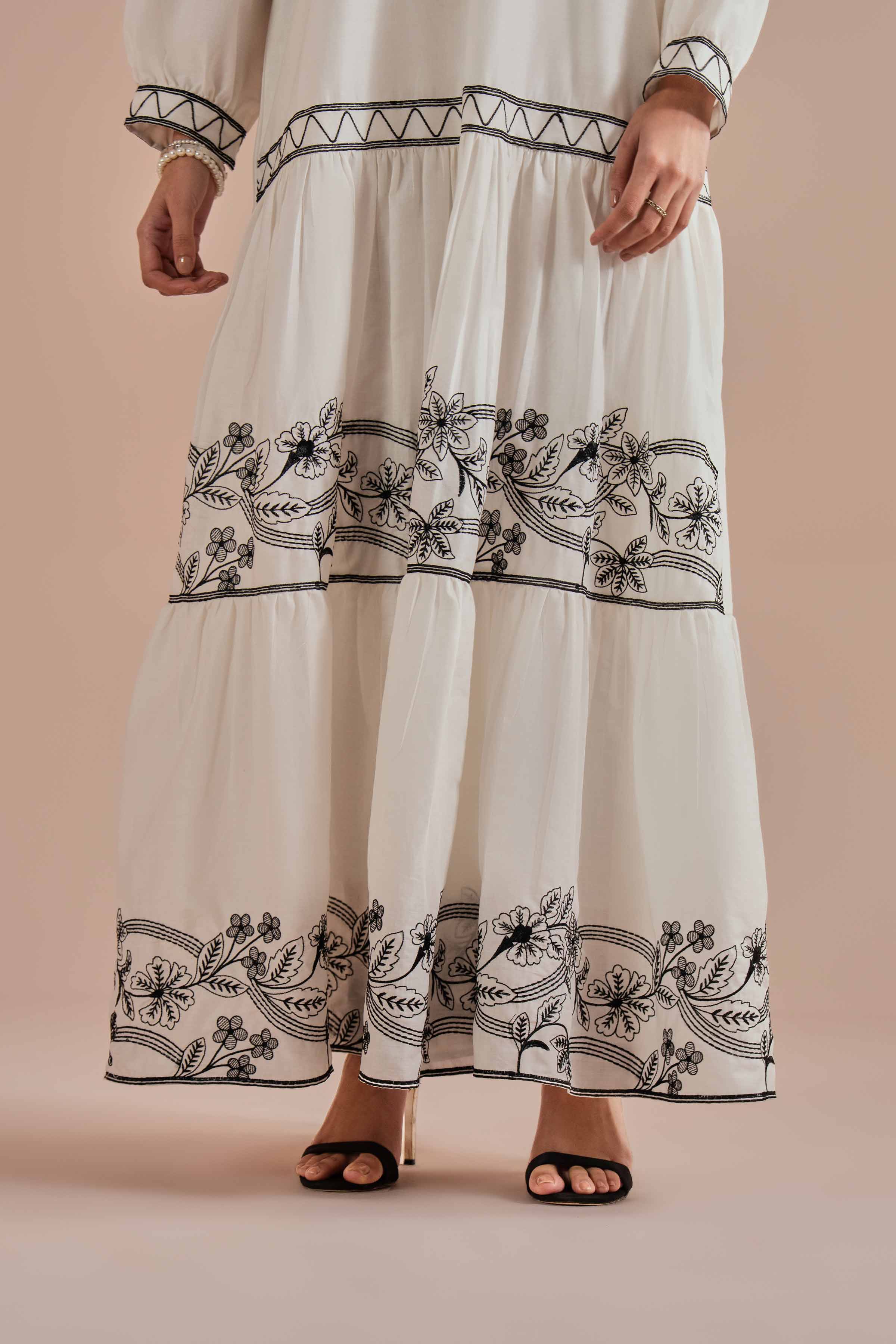 Embroidered Dress - FE26-35 White Cambric 1PC Embroidered READY TO WEAR