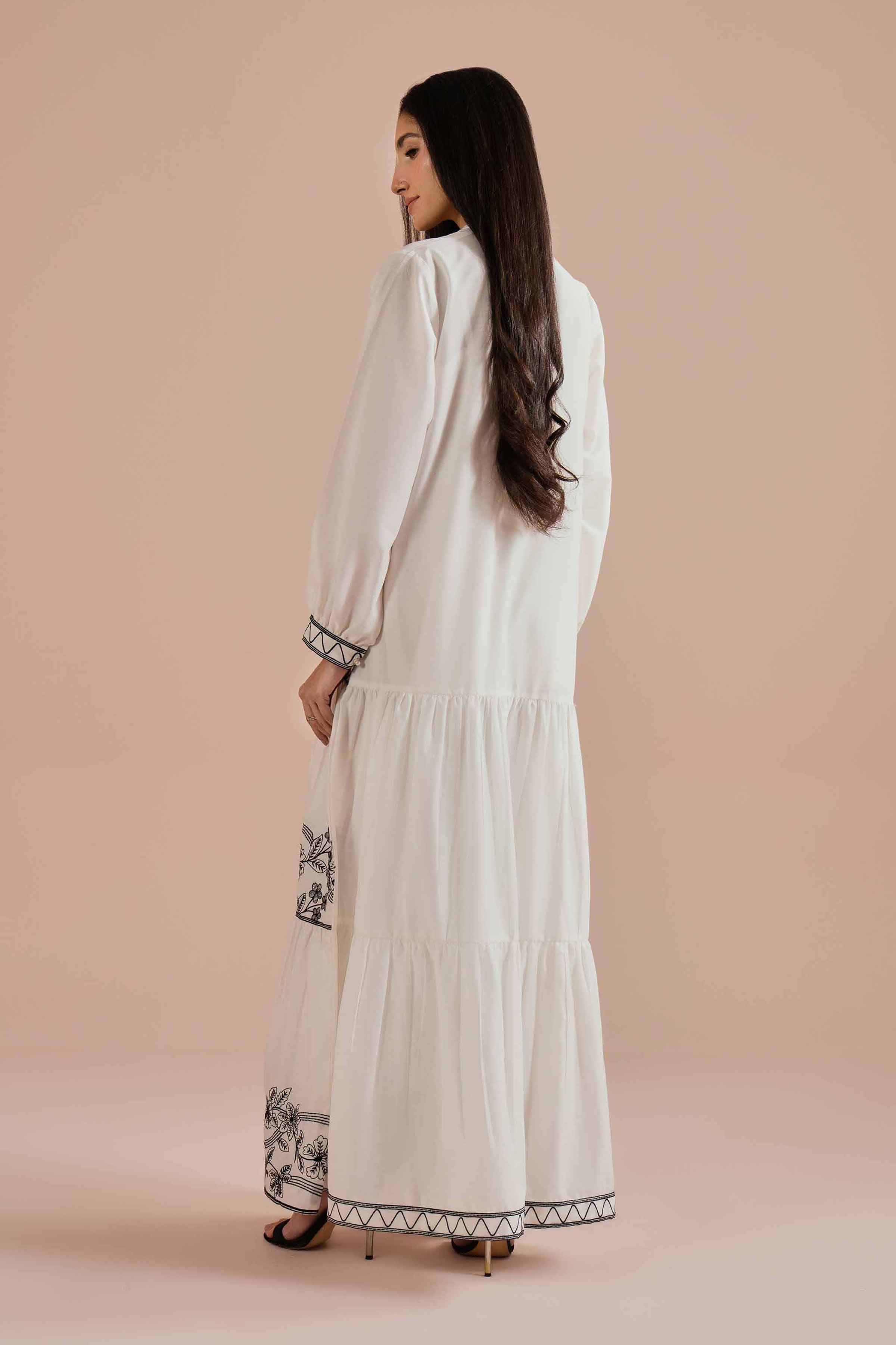 Embroidered Dress - FE26-35 White Cambric 1PC Embroidered READY TO WEAR
