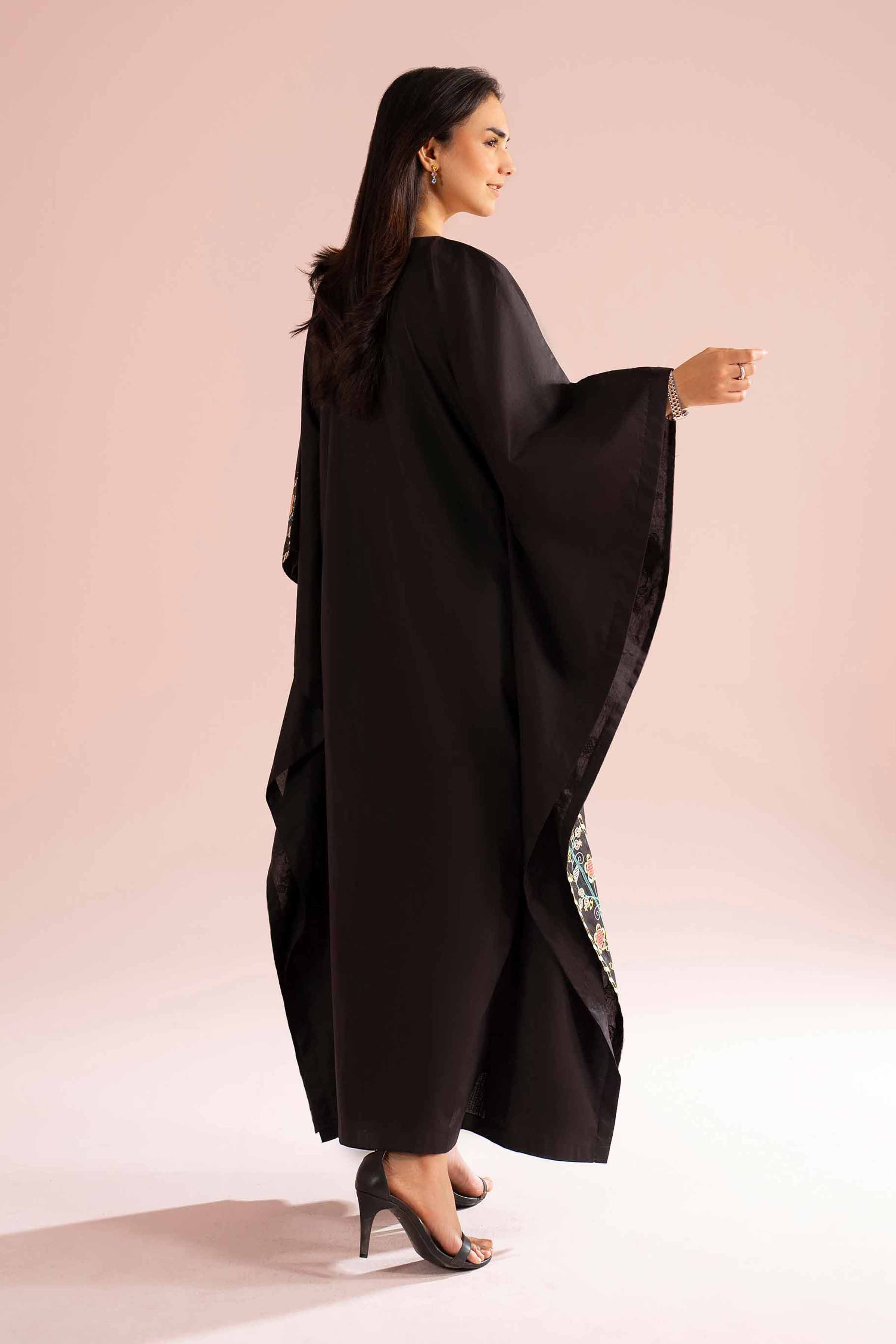 Embroidered Kaftan - FE26-36 Black Cambric 1PC Embroidered