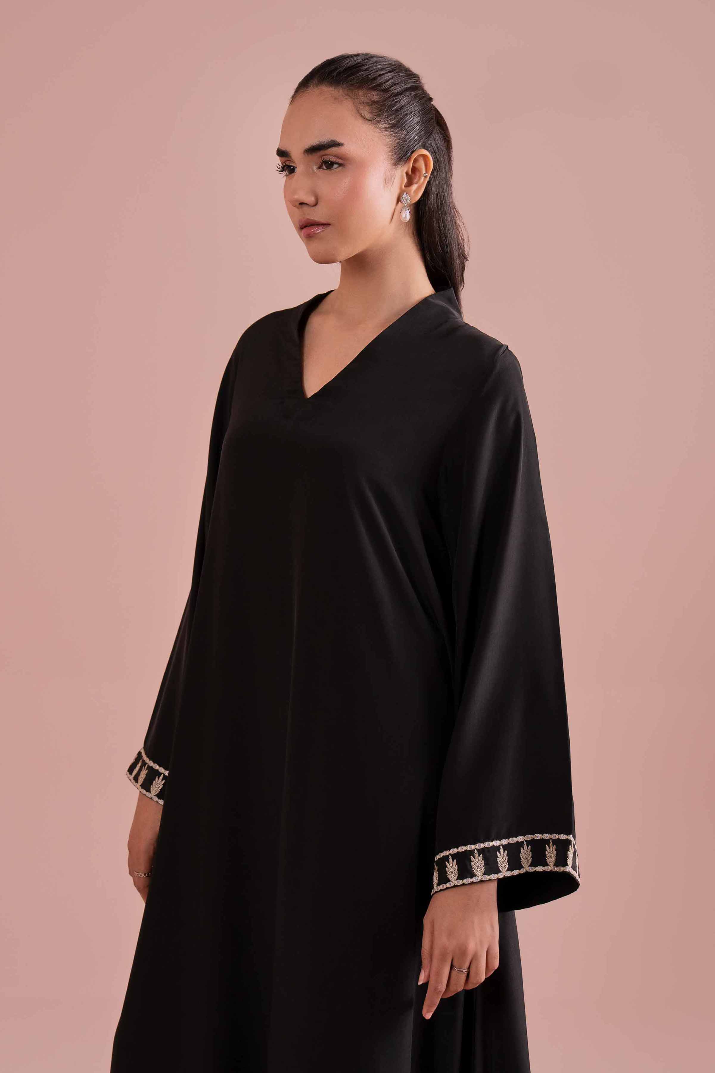 Embroidered Dress - FE26-38 Black Fine Creap 1PC Embroidered READY TO WEAR