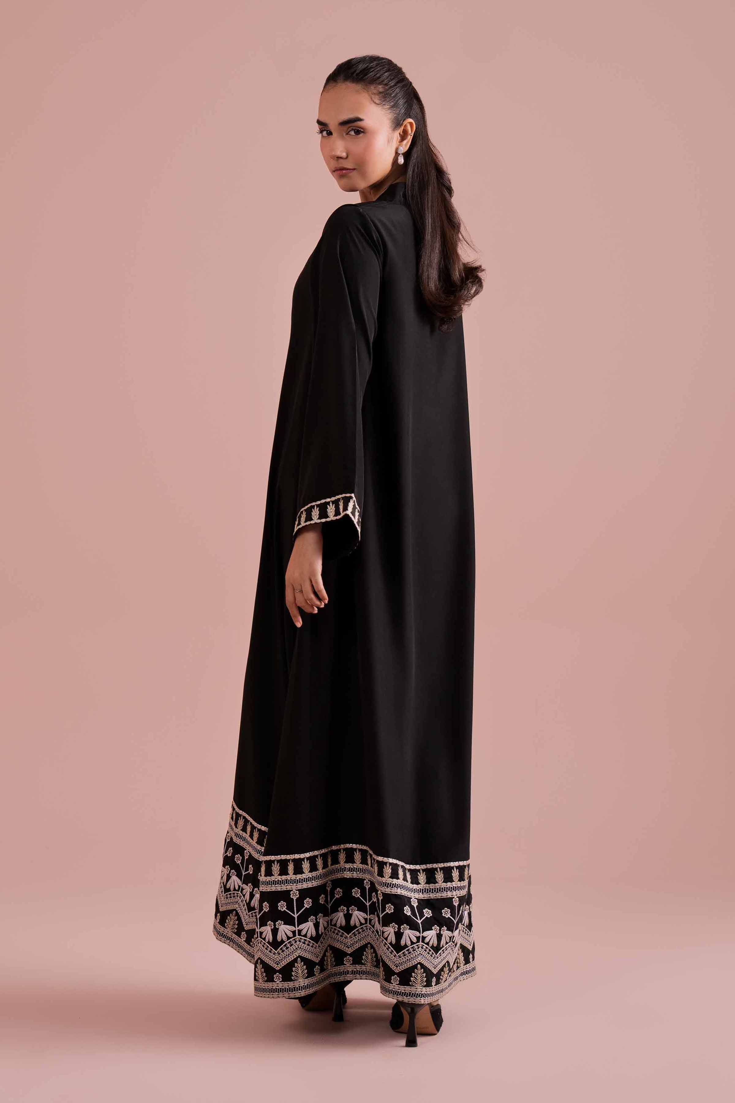 Embroidered Dress - FE26-38 Black Fine Creap 1PC Embroidered READY TO WEAR