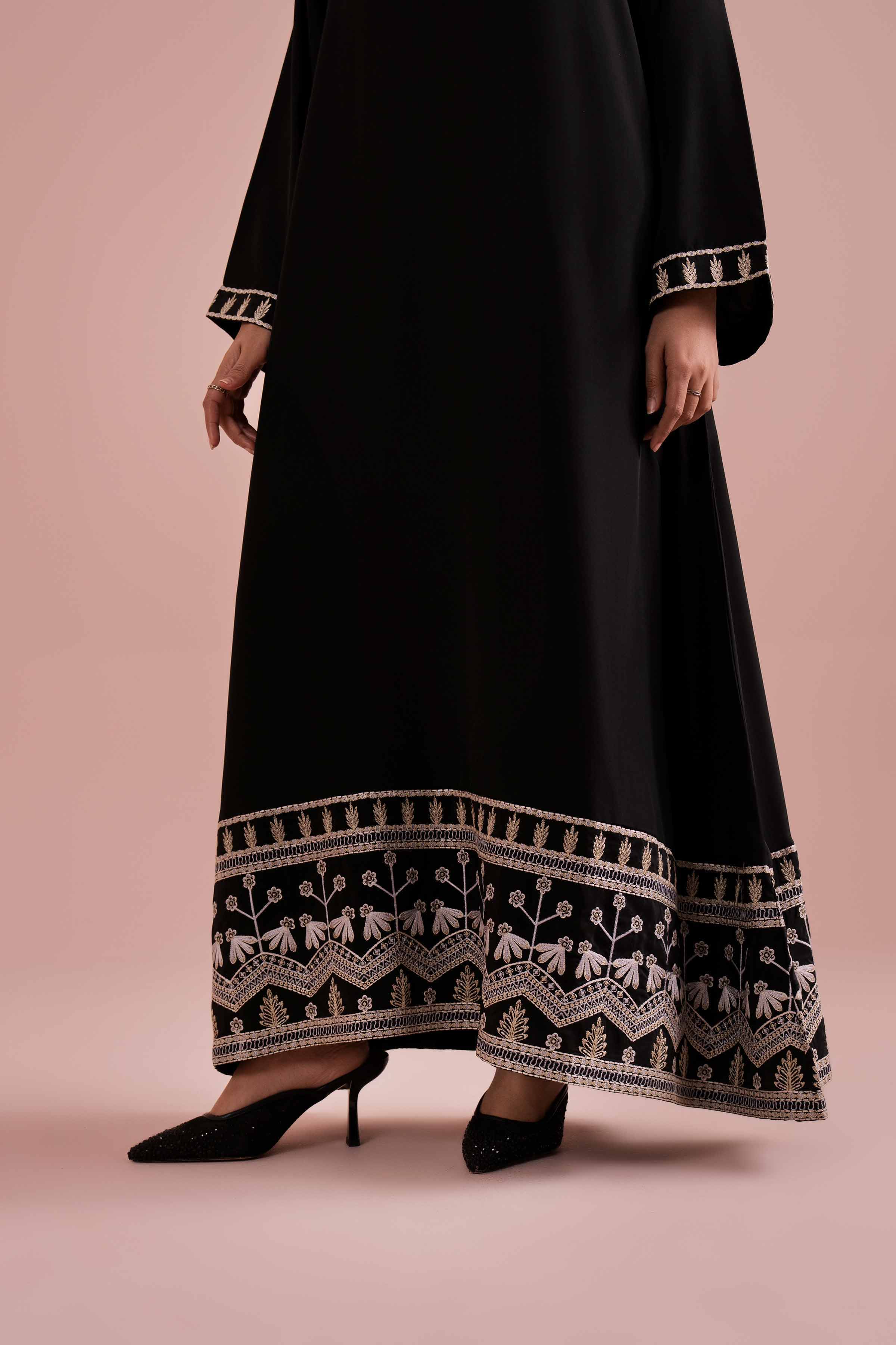 Embroidered Dress - FE26-38 Black Fine Creap 1PC Embroidered READY TO WEAR