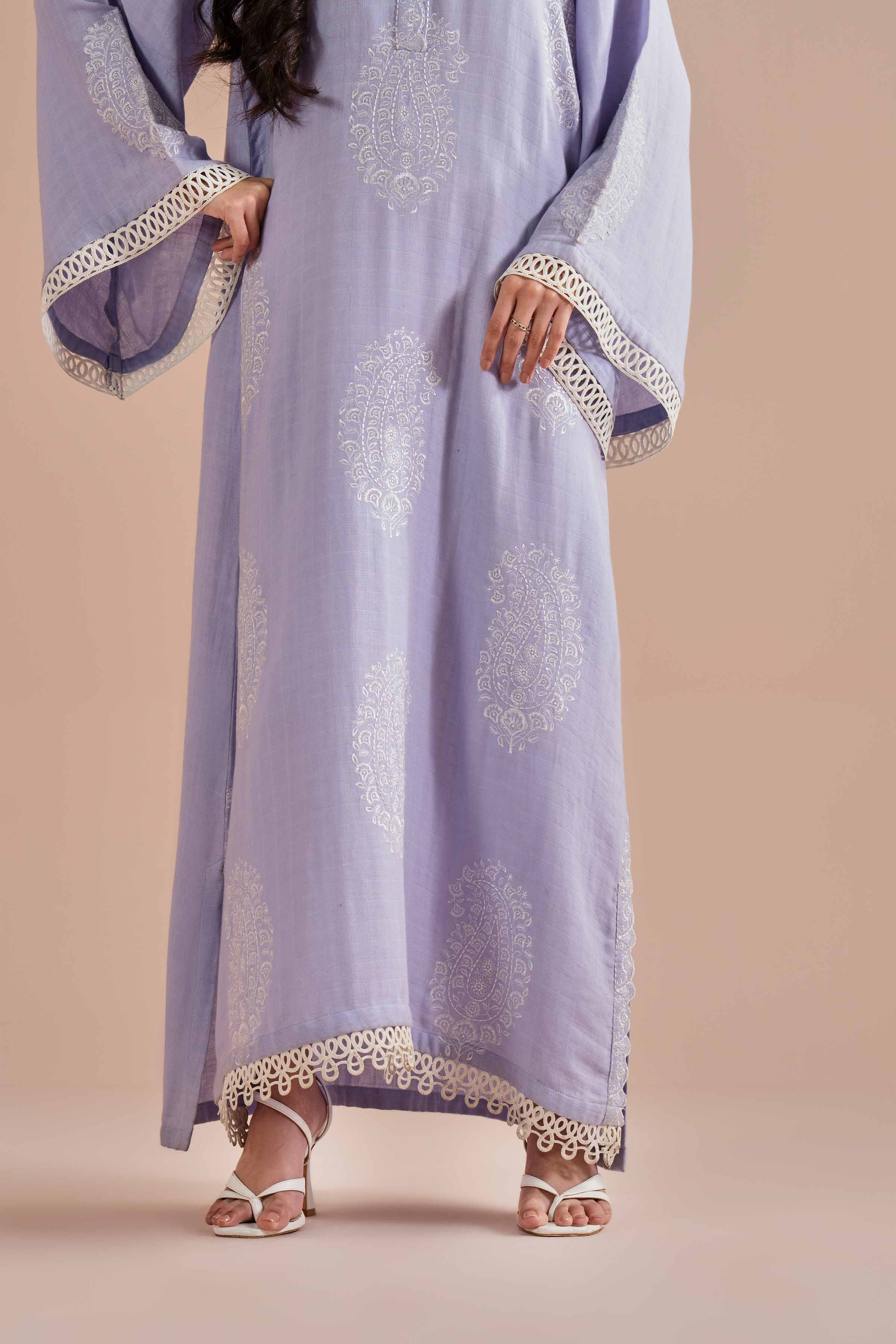 Embroidered Shirt - FE26-40 Ready To Wear Purple Dobby 1PC Embroidered