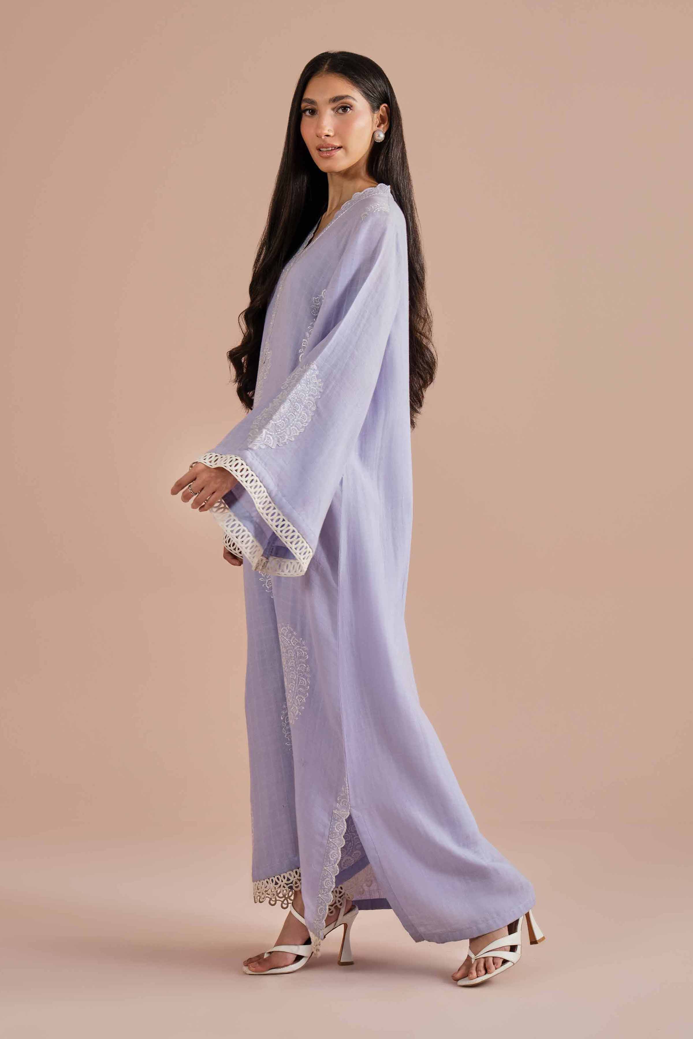 Embroidered Shirt - FE26-40 Ready To Wear Purple Dobby 1PC Embroidered