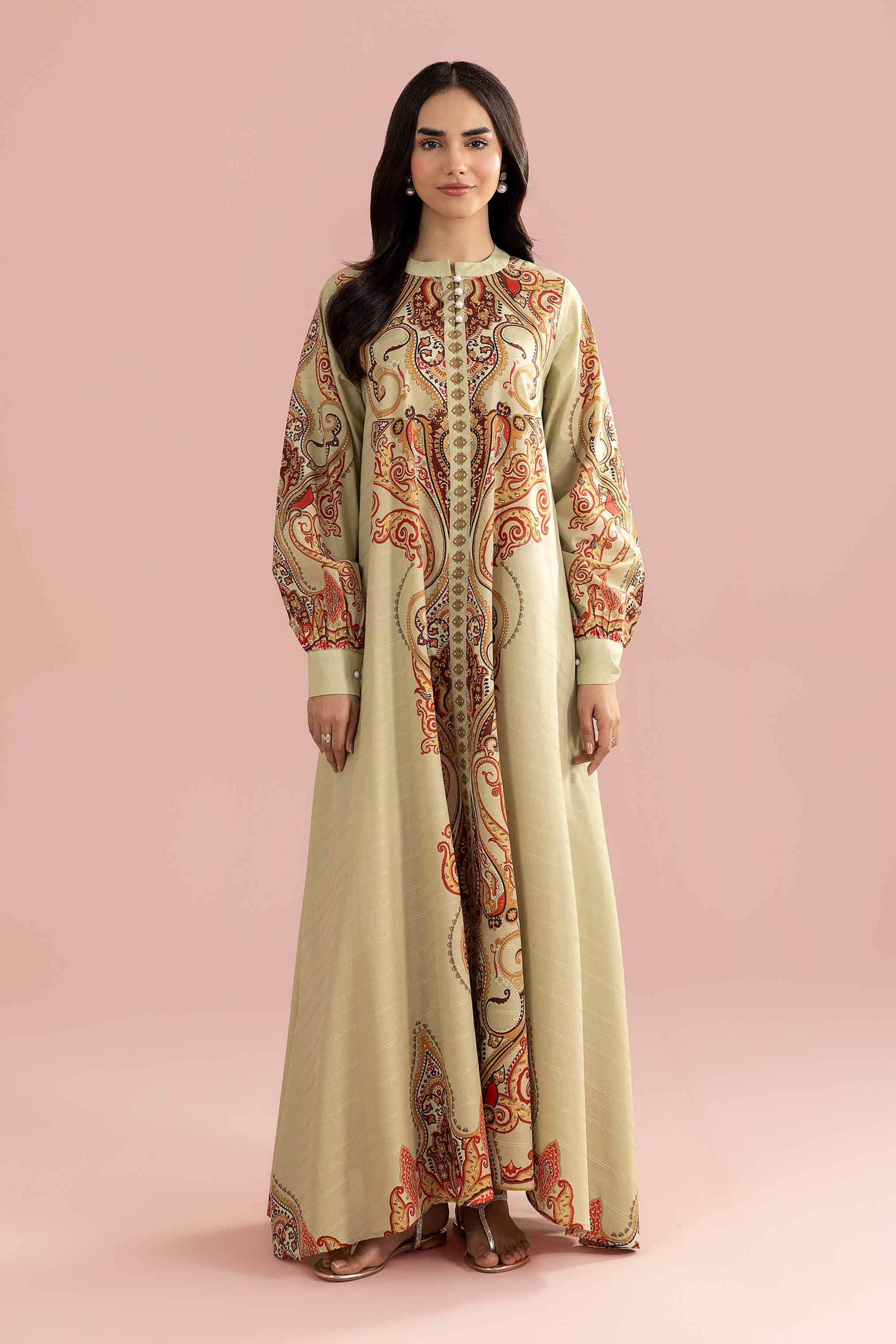 Printed Dress - FE26-45 Green Lawn 1PC Printed READY TO WEAR