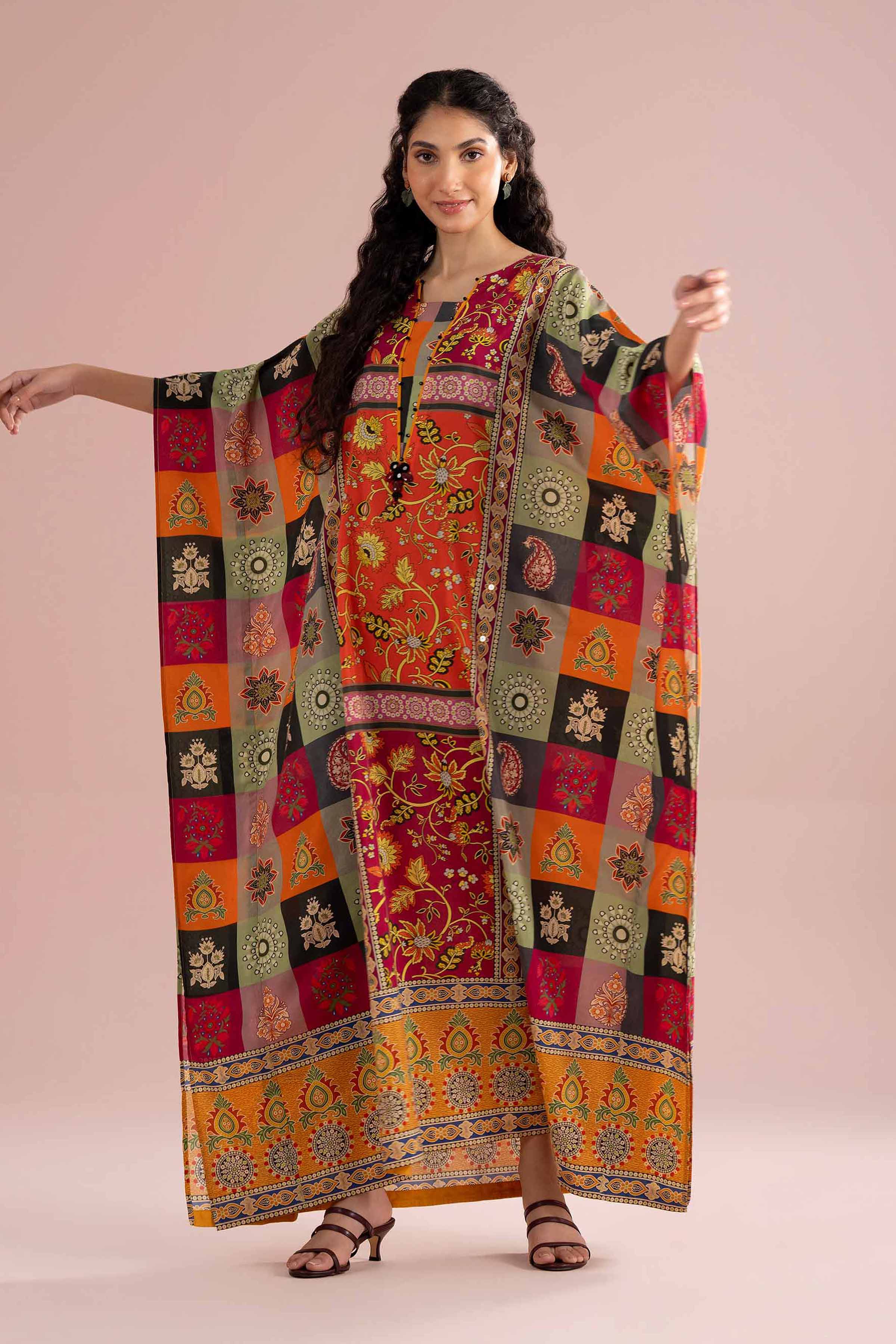 Printed Embroidered Kaftan - FE26-65