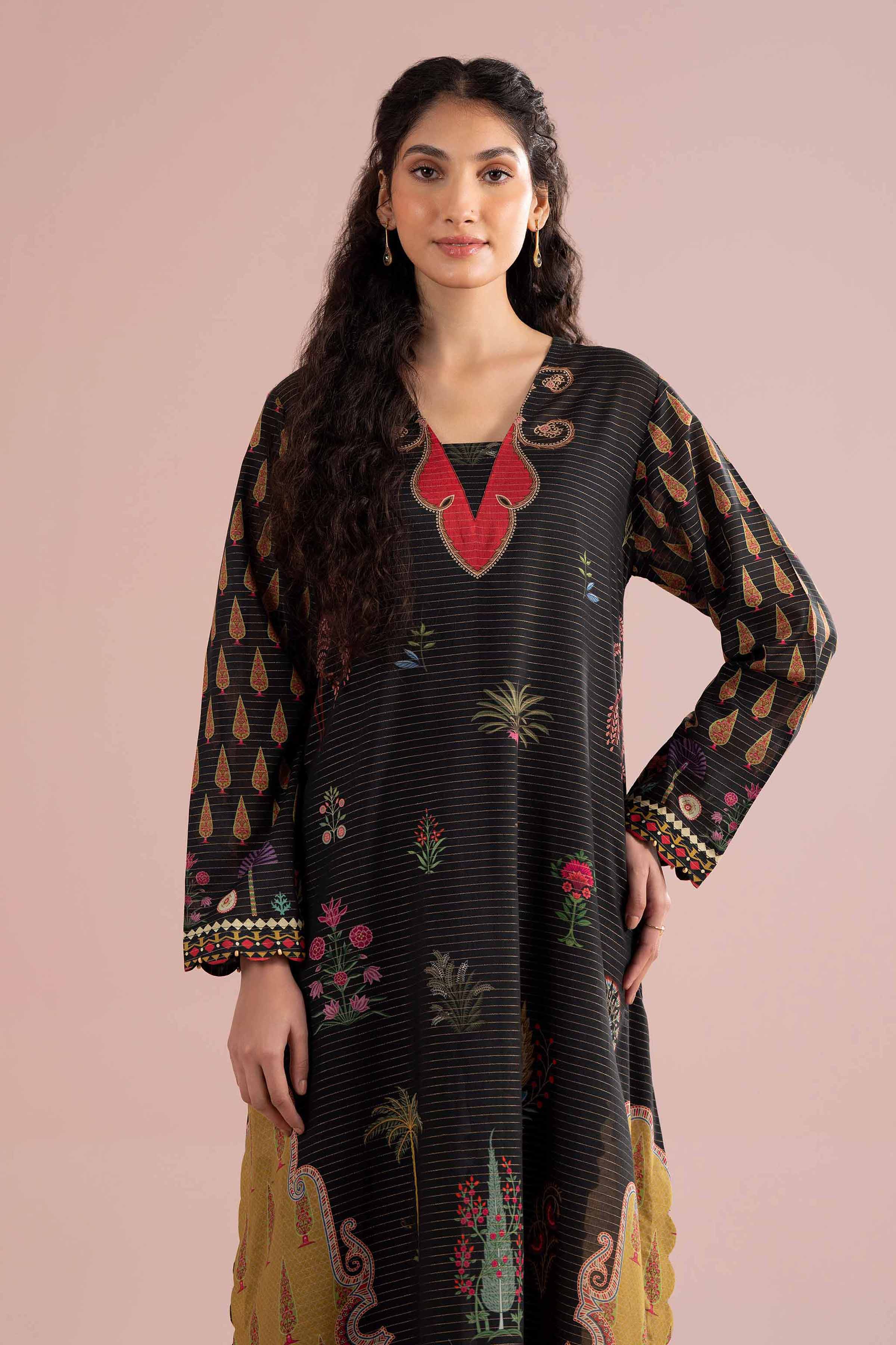 Printed Shirt - FE26-85 Black Lawn 1PC Printed READY TO WEAR