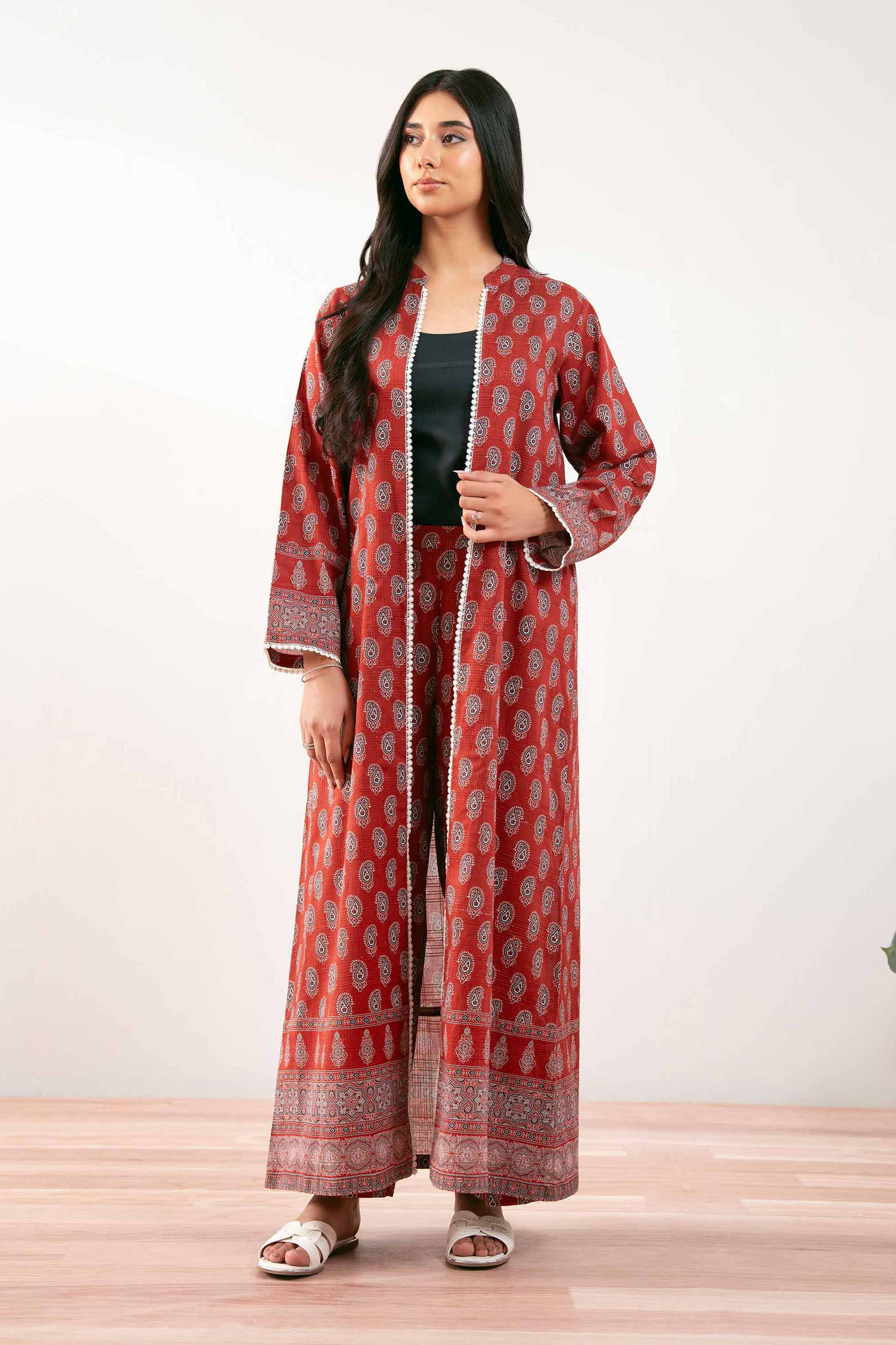 NISHATUAE - Red Printed Lawn 2-piece Ready to wear Dress