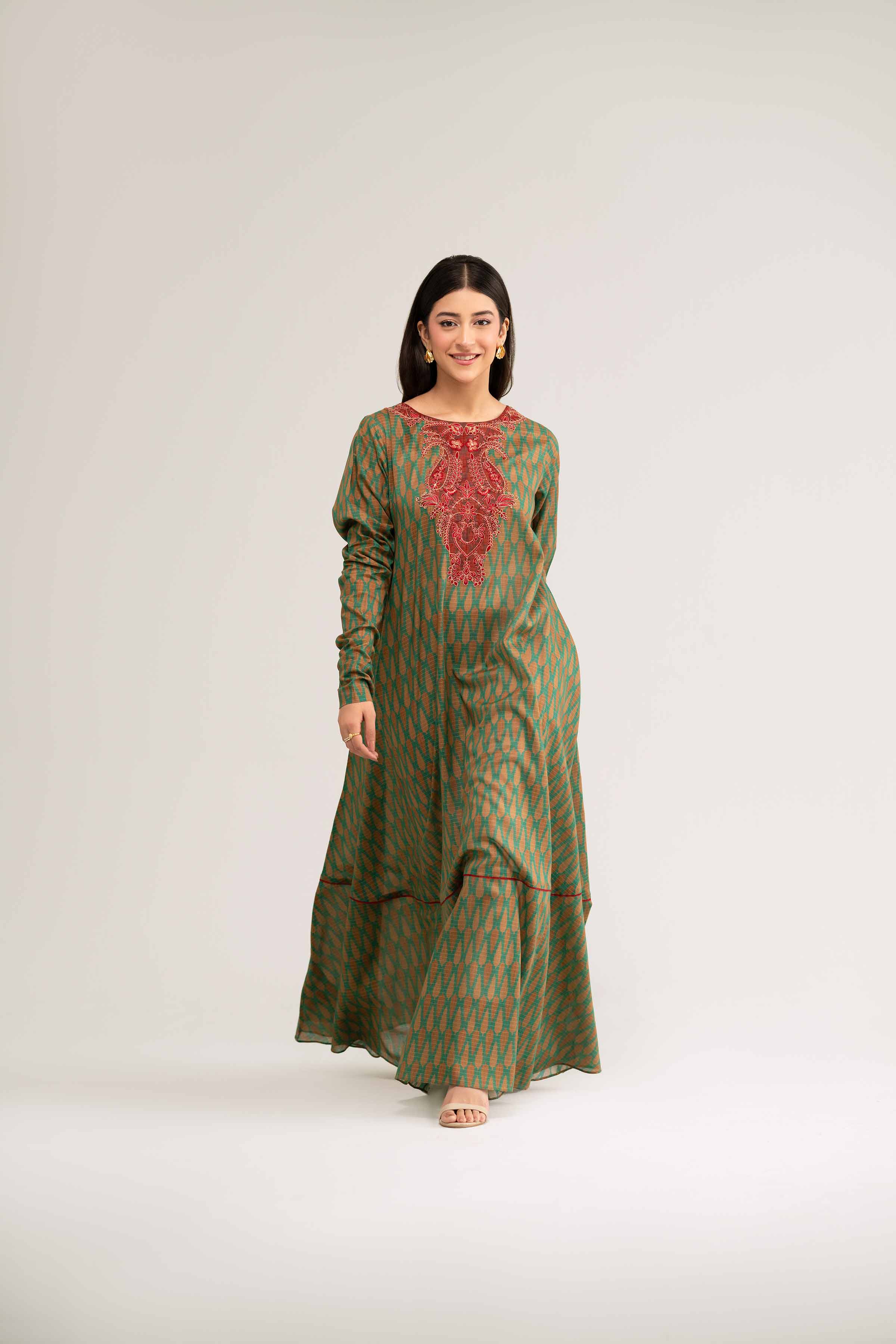Printed Embroidered Dress - FS25-23