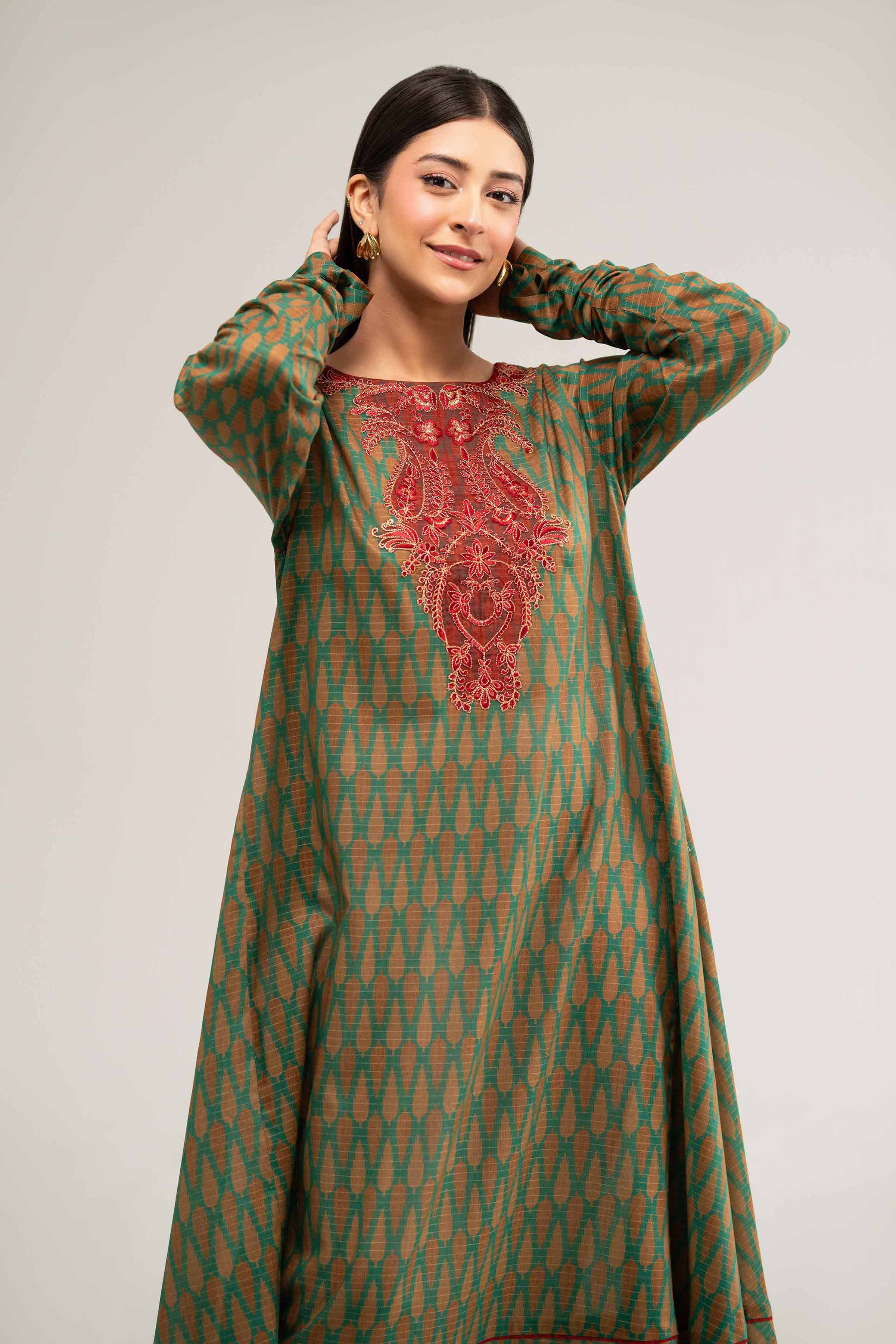 Printed Embroidered Dress - FS25-23