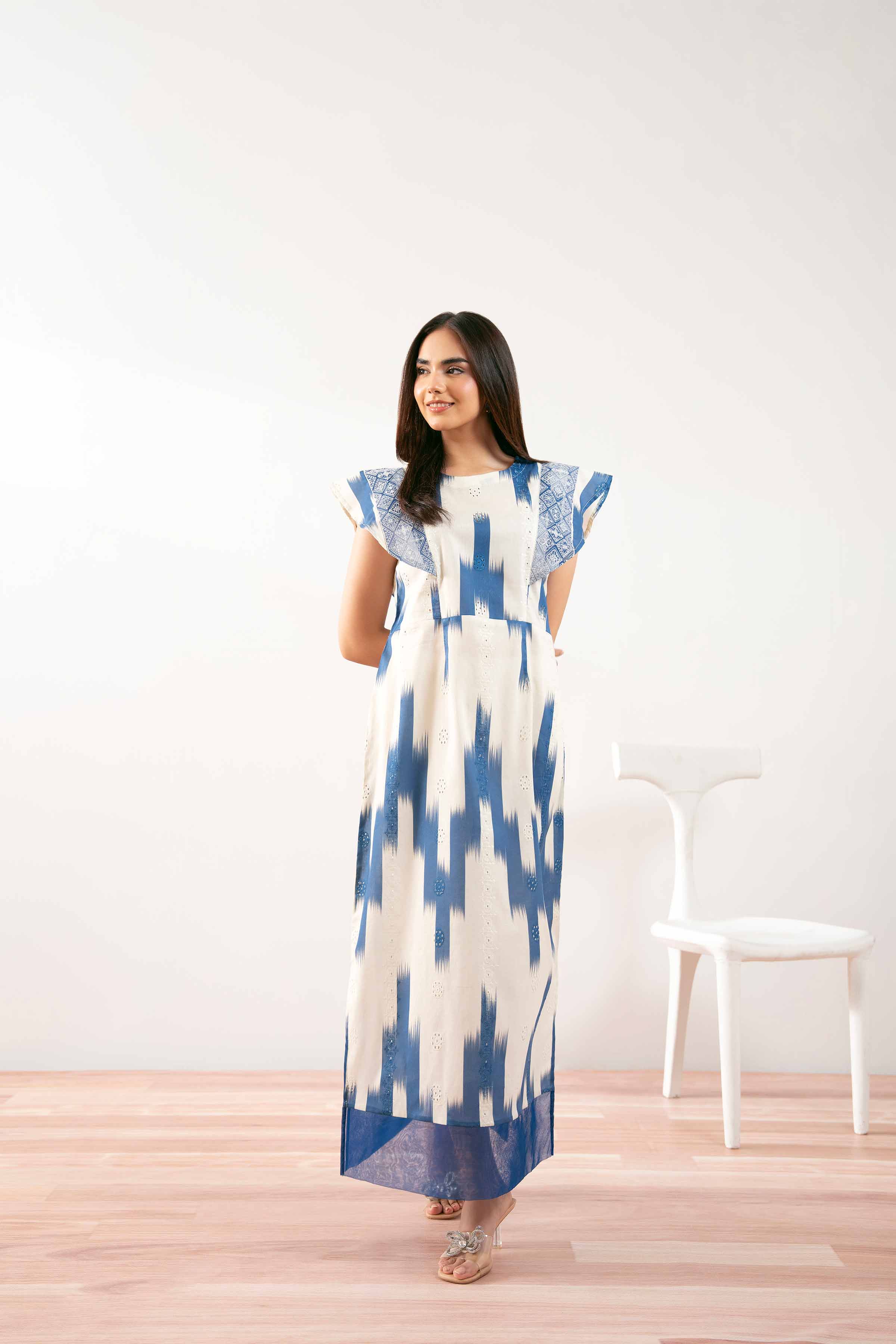 Printed Embroidered Dress - FS25-30