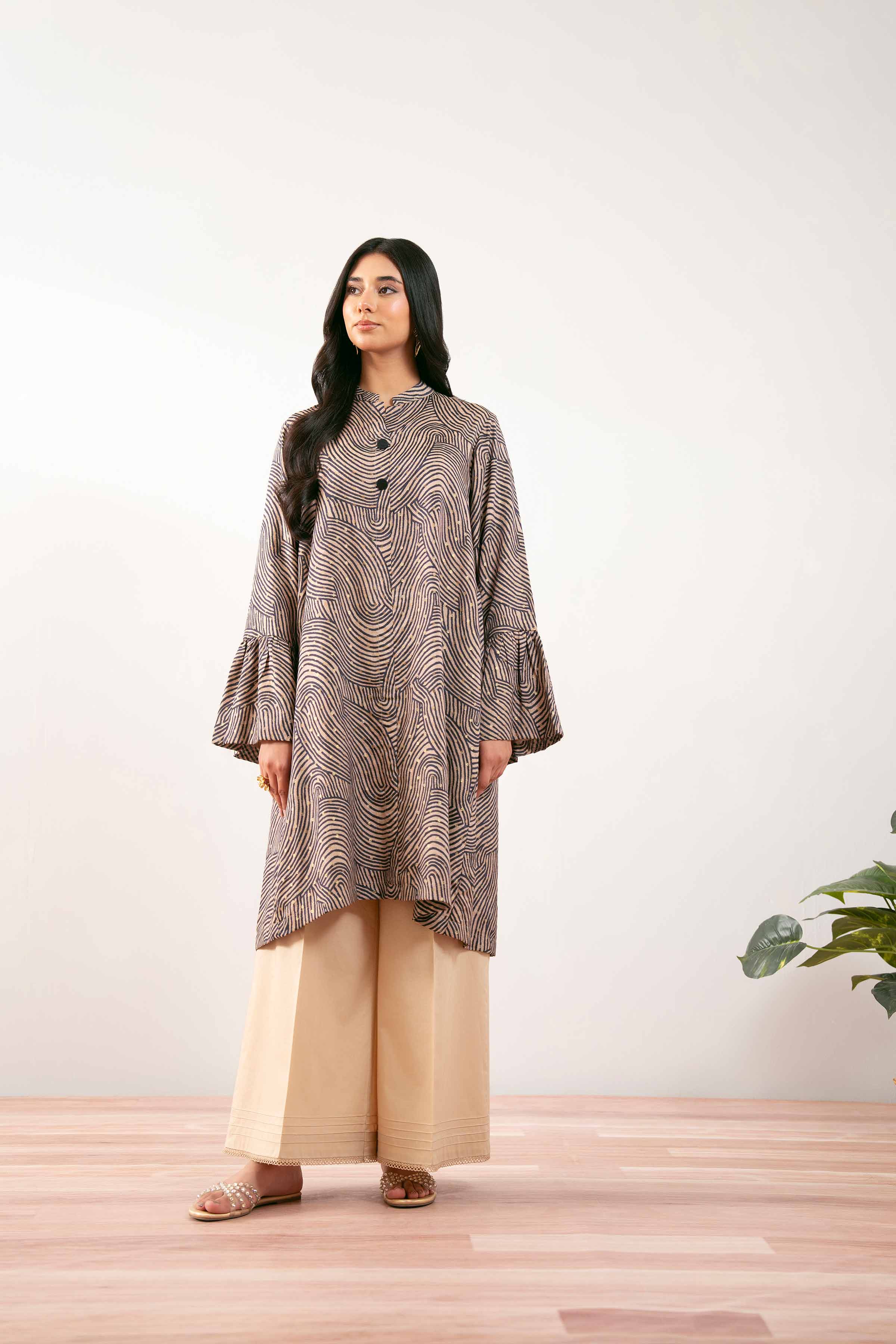 NISHATUAE - Brown Printed Monar Ready to wear Tunic