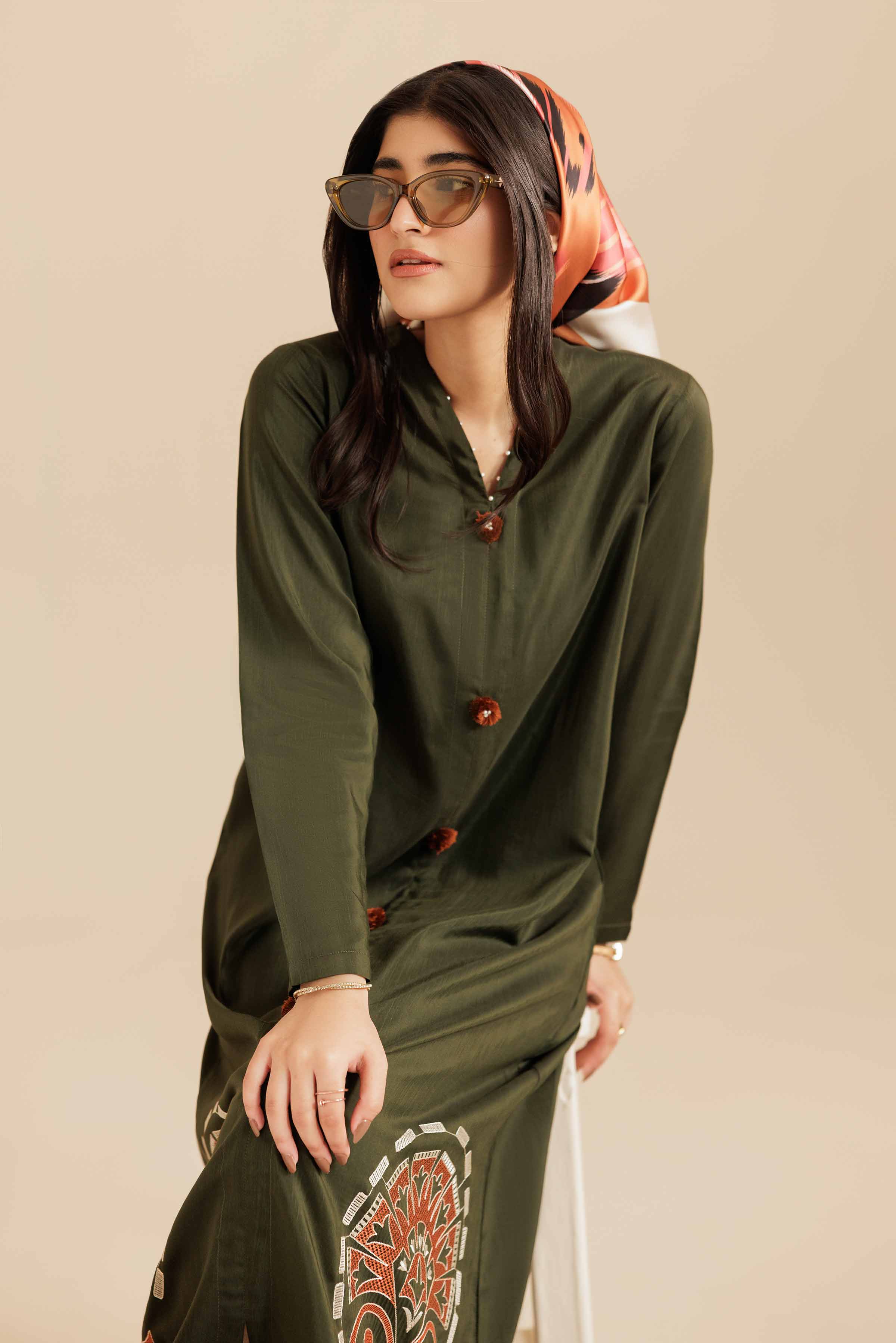 2 Piece - Printed Embroidered Suit - FS25-55