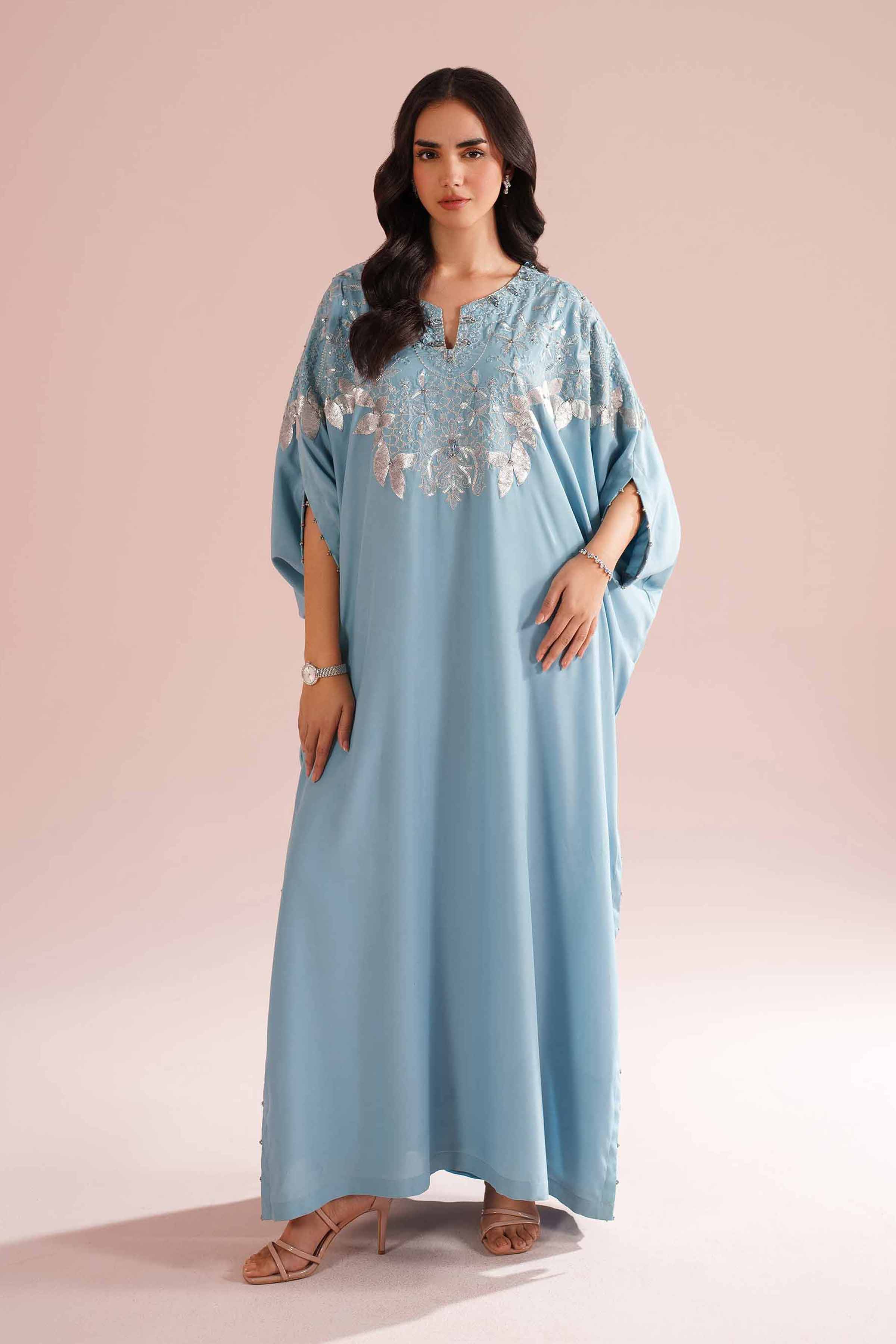 Embroidered Dress - FS26-02 Blue Grip 1PC Embroidered READY TO WEAR