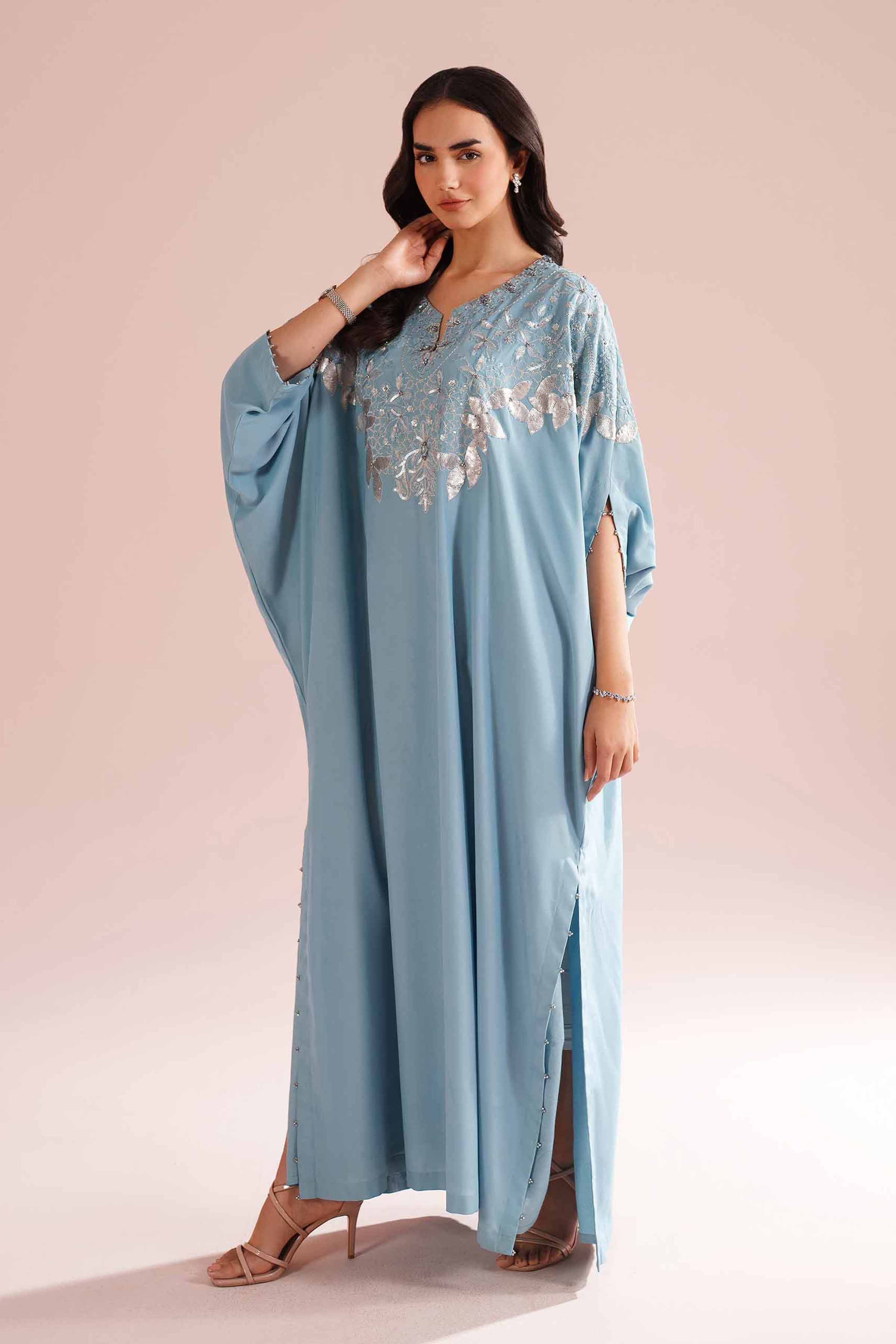 Embroidered Dress - FS26-02 Blue Grip 1PC Embroidered READY TO WEAR