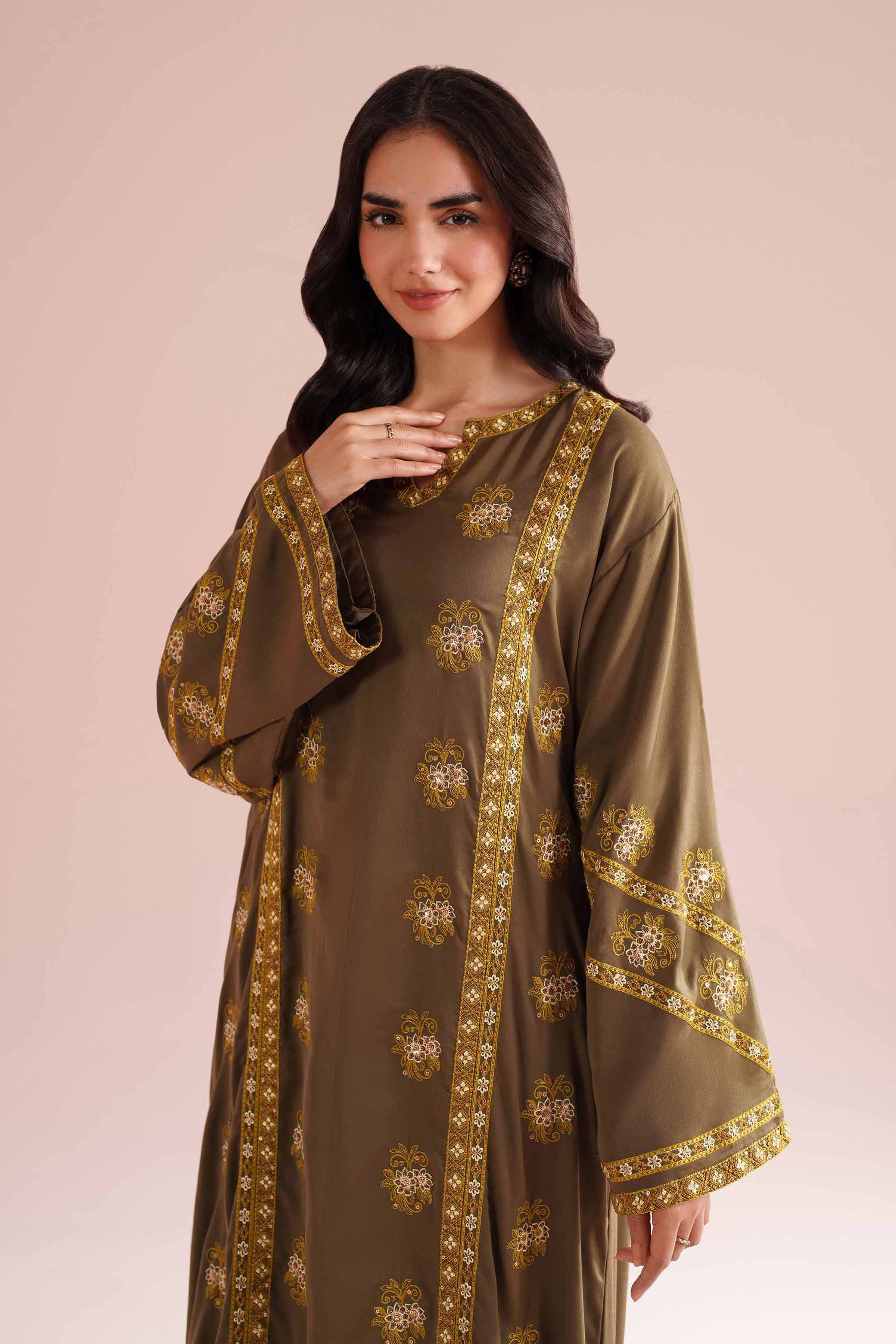 Embroidered Dress - FS26-03 Green Grip 1PC Embroidered