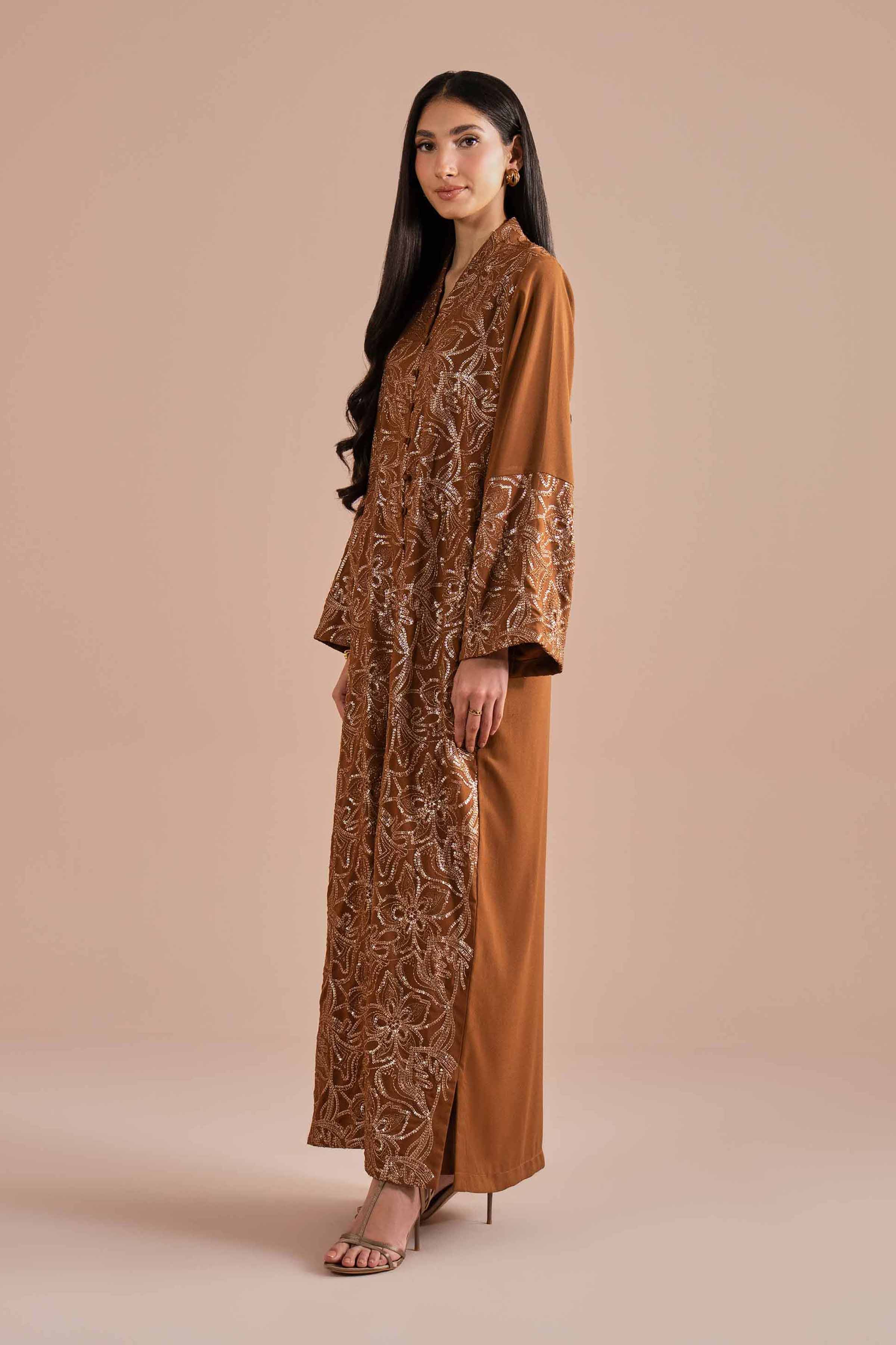 Embroidered Dress - FS26-05 Brown Georgette 1PC Embroidered READY TO WEAR