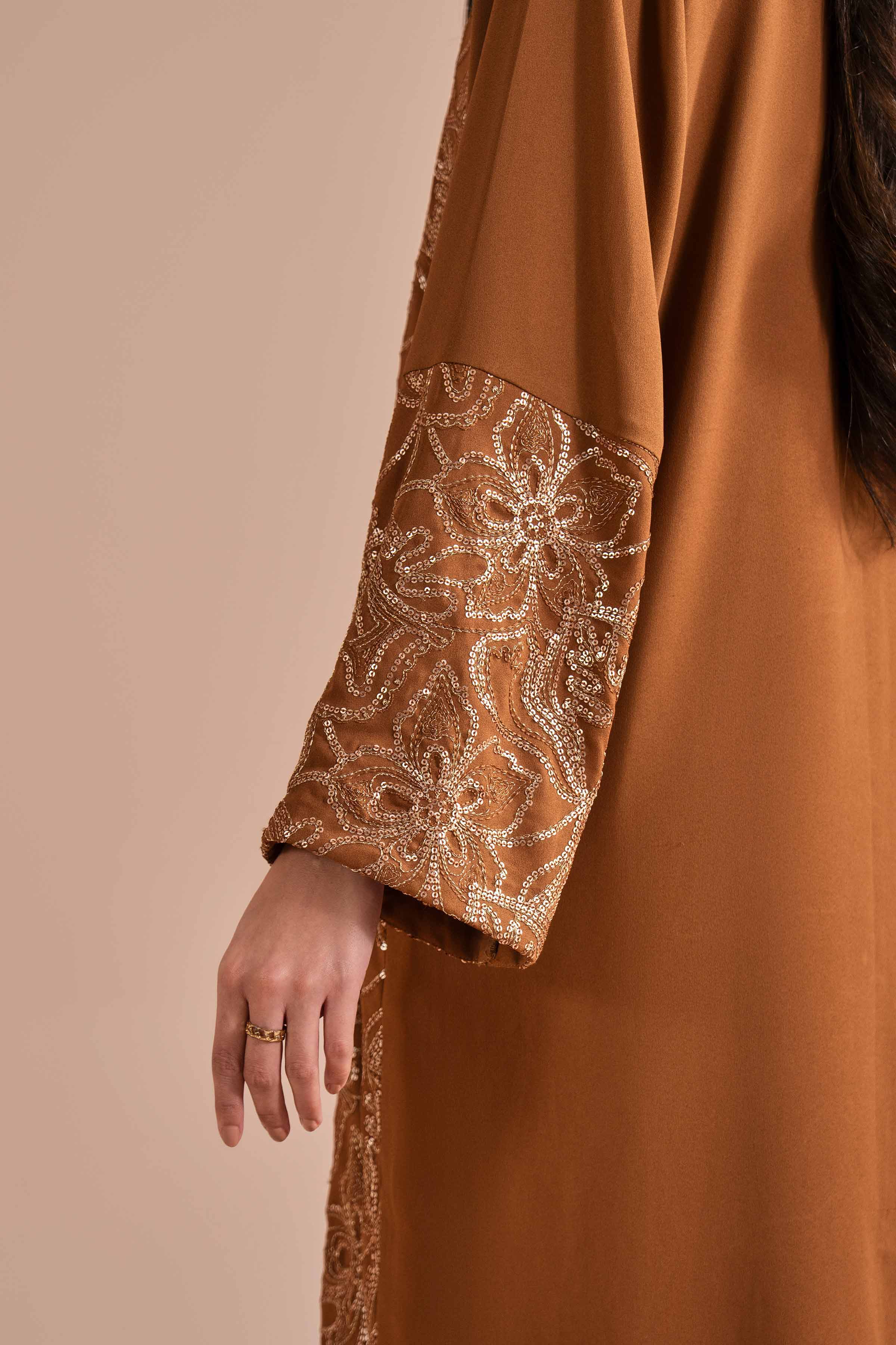 Embroidered Dress - FS26-05 Brown Georgette 1PC Embroidered READY TO WEAR