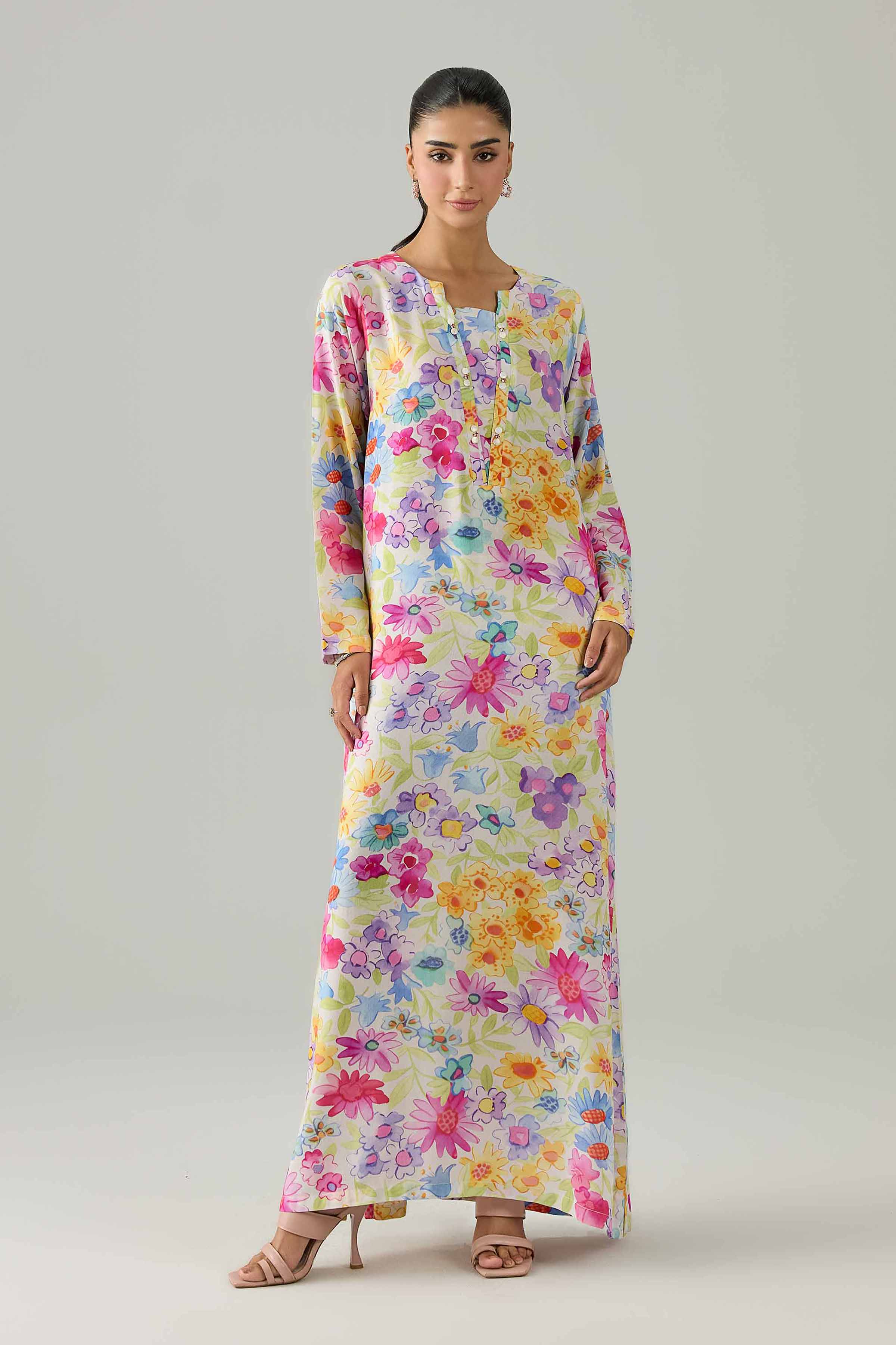 Printed Dress - FS26-14 Ready To Wear Multi Dobby 1PC Printed Dresses