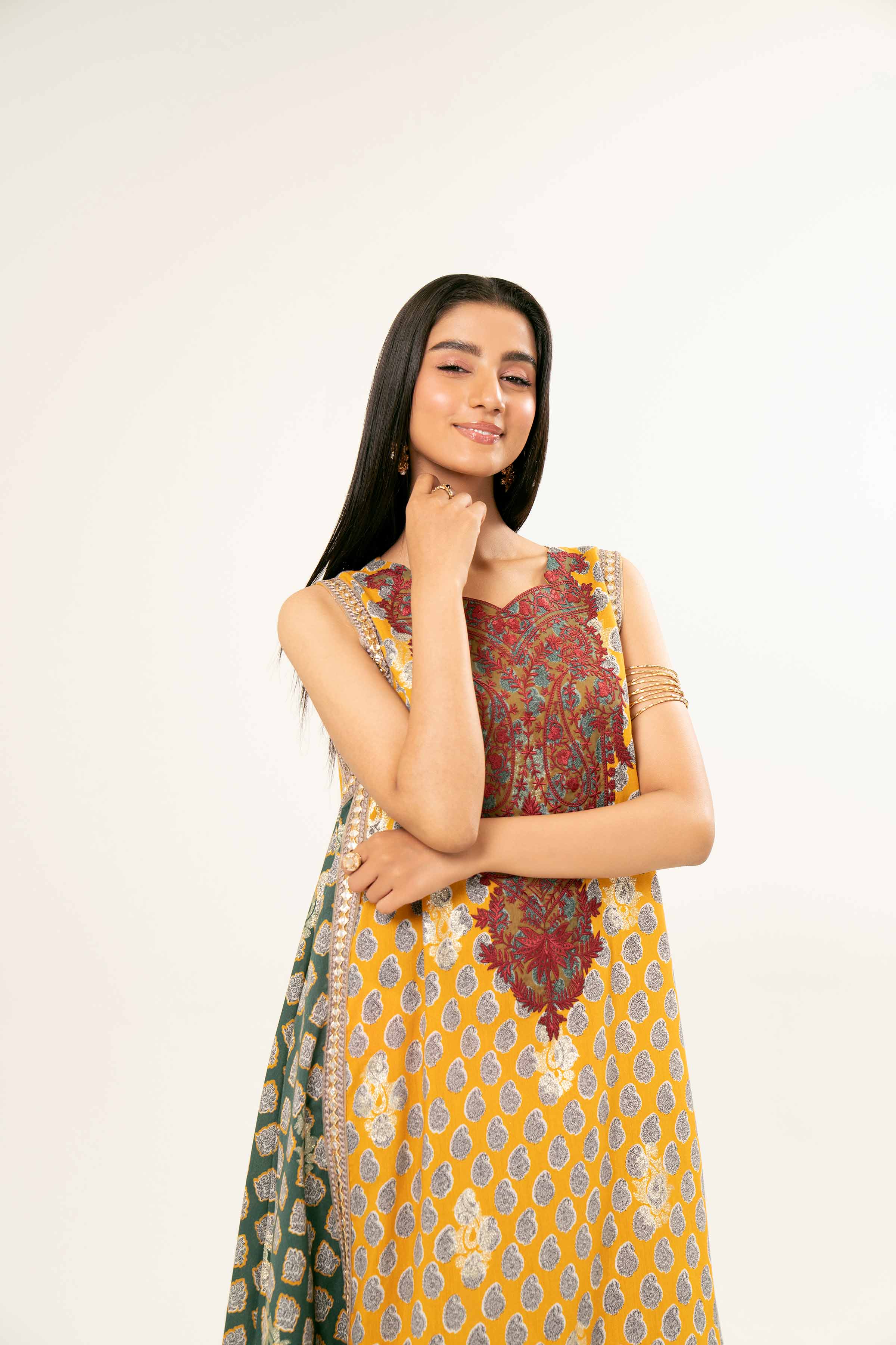 Printed Embroidered Dress - FW24-90