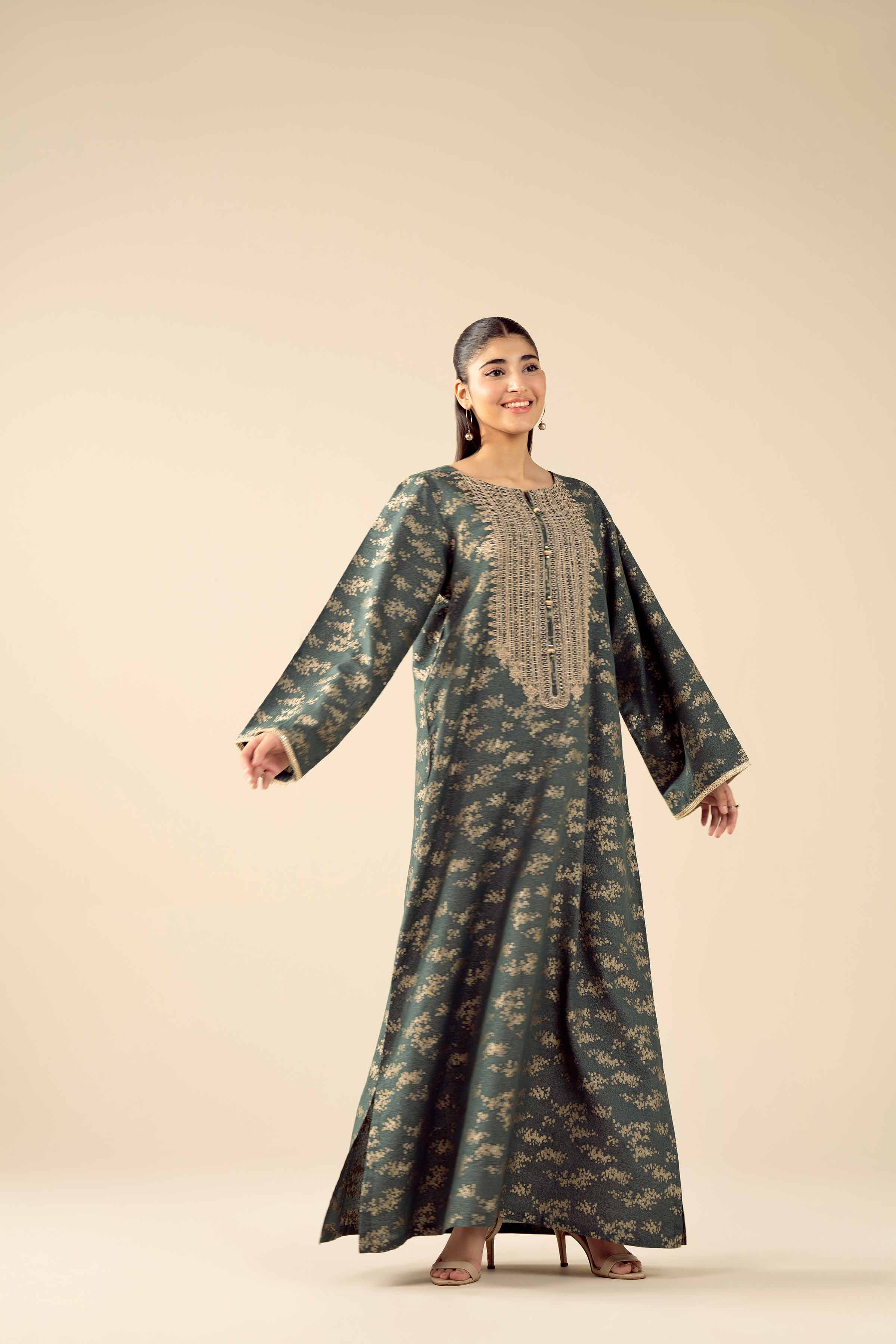NishatUAE - Green Embroidered Jacquard Ready to wear Shirt