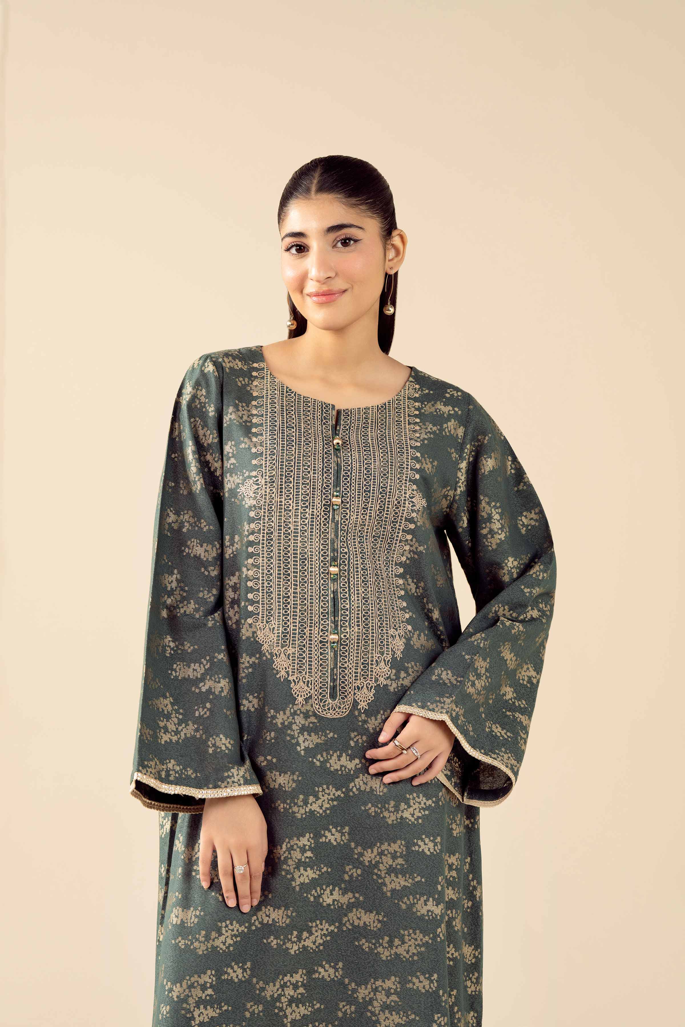 NishatUAE - Green Embroidered Jacquard Ready to wear Shirt