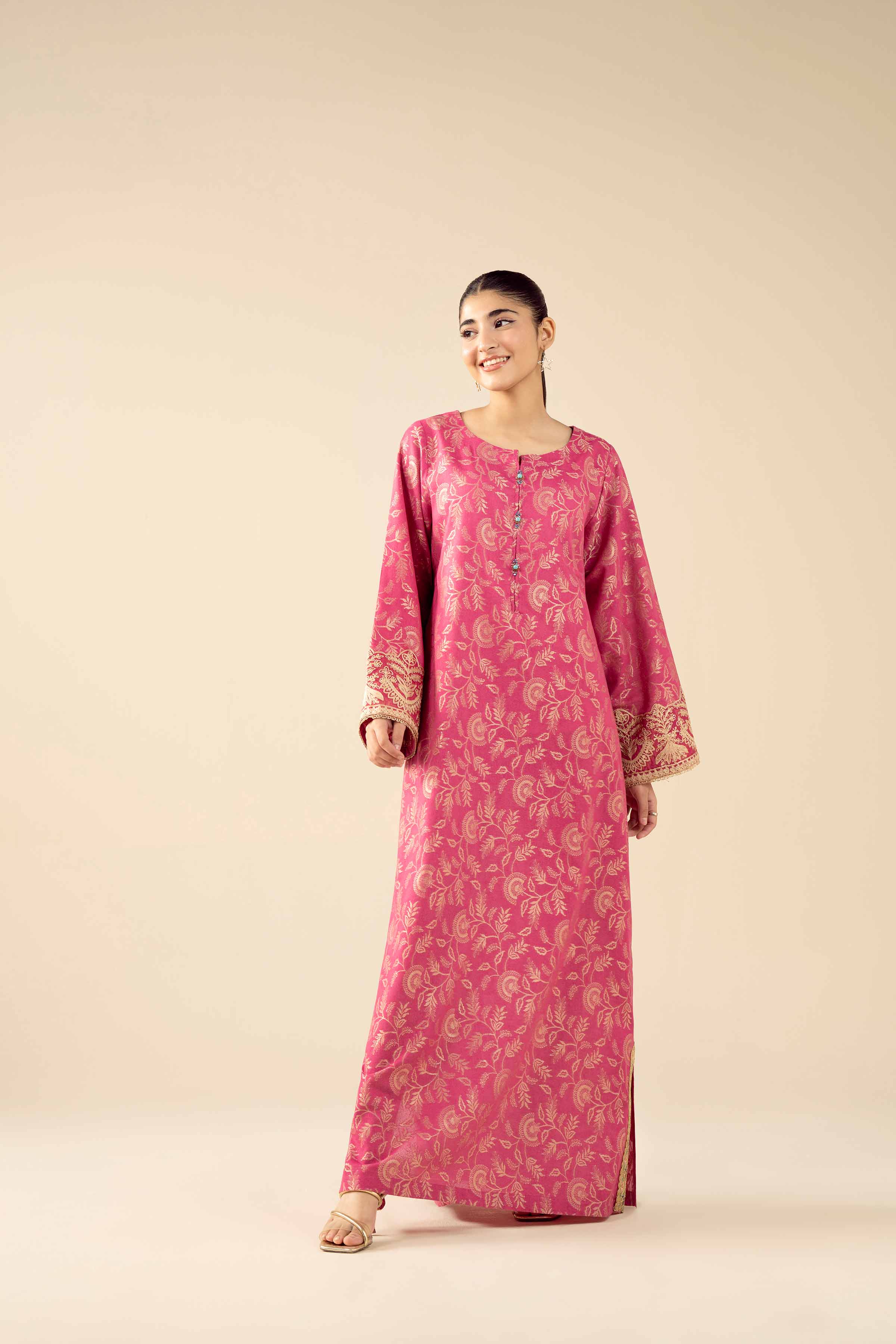 NishatUAE - Pink Embroidered Jacquard Ready to wear Shirt