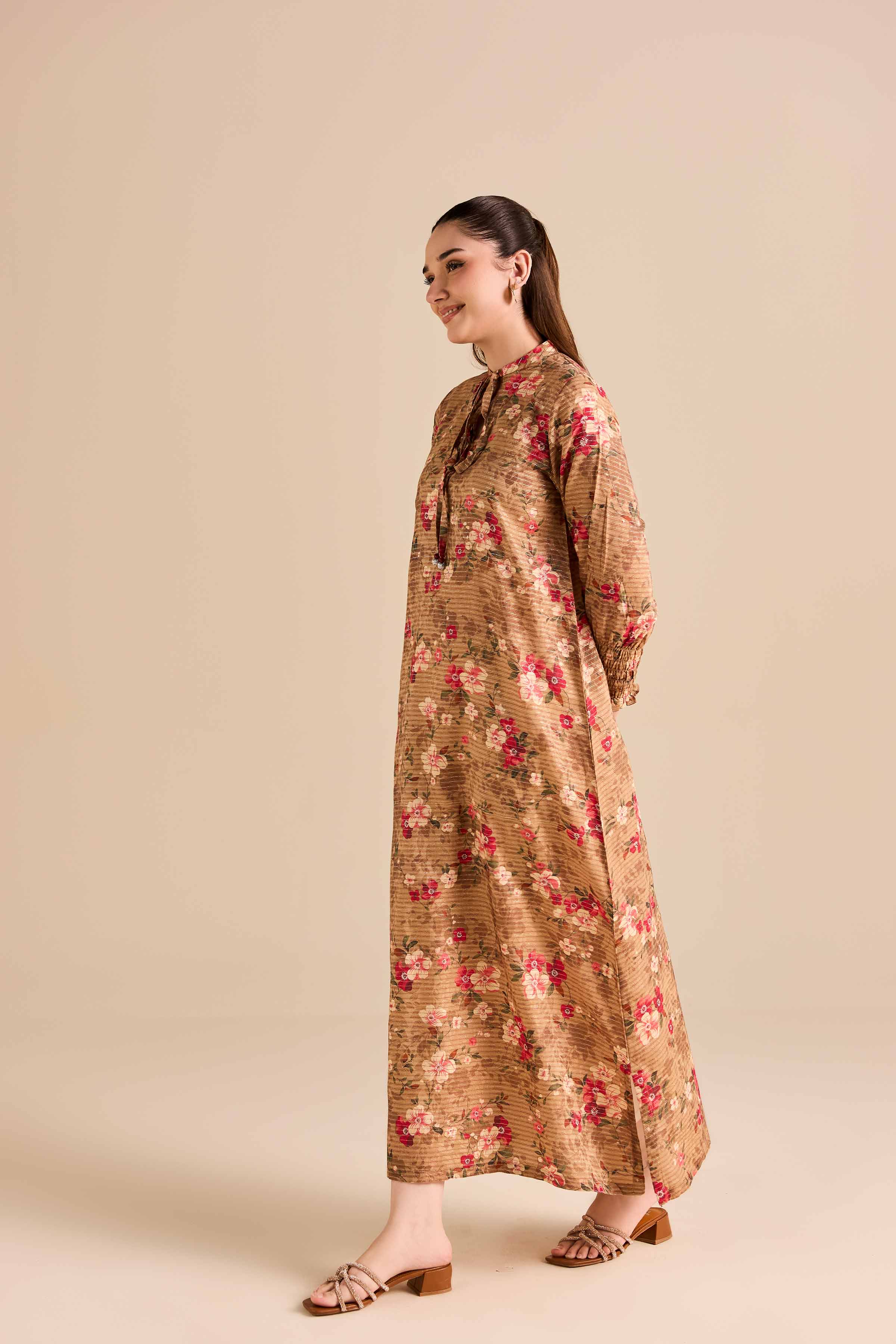 NishatUAE - Brown Printed Fancy Weft Ready to wear Shirt