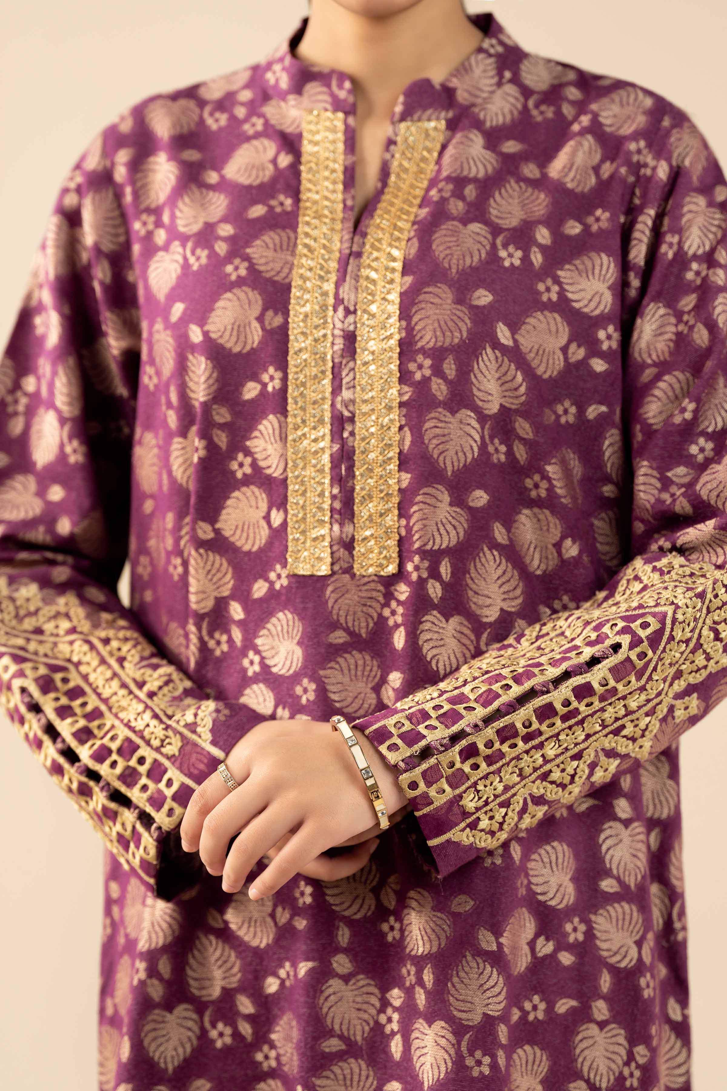 NishatUAE - Purple Embroidered Jacquard Ready to wear Shirt