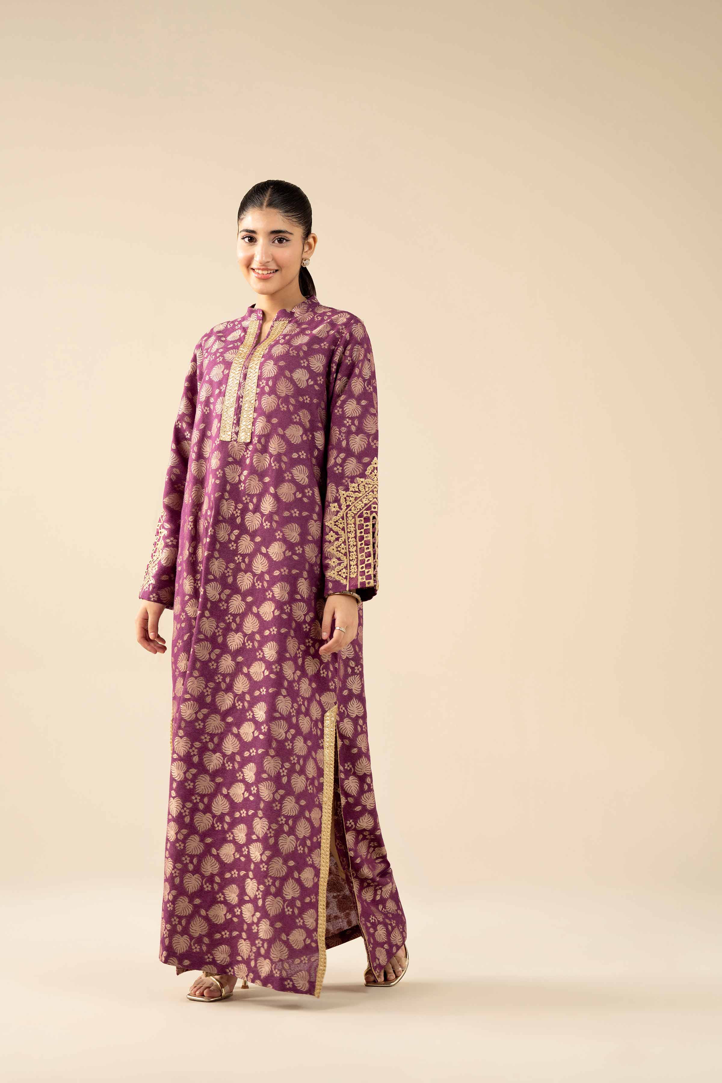 NishatUAE - Purple Embroidered Jacquard Ready to wear Shirt