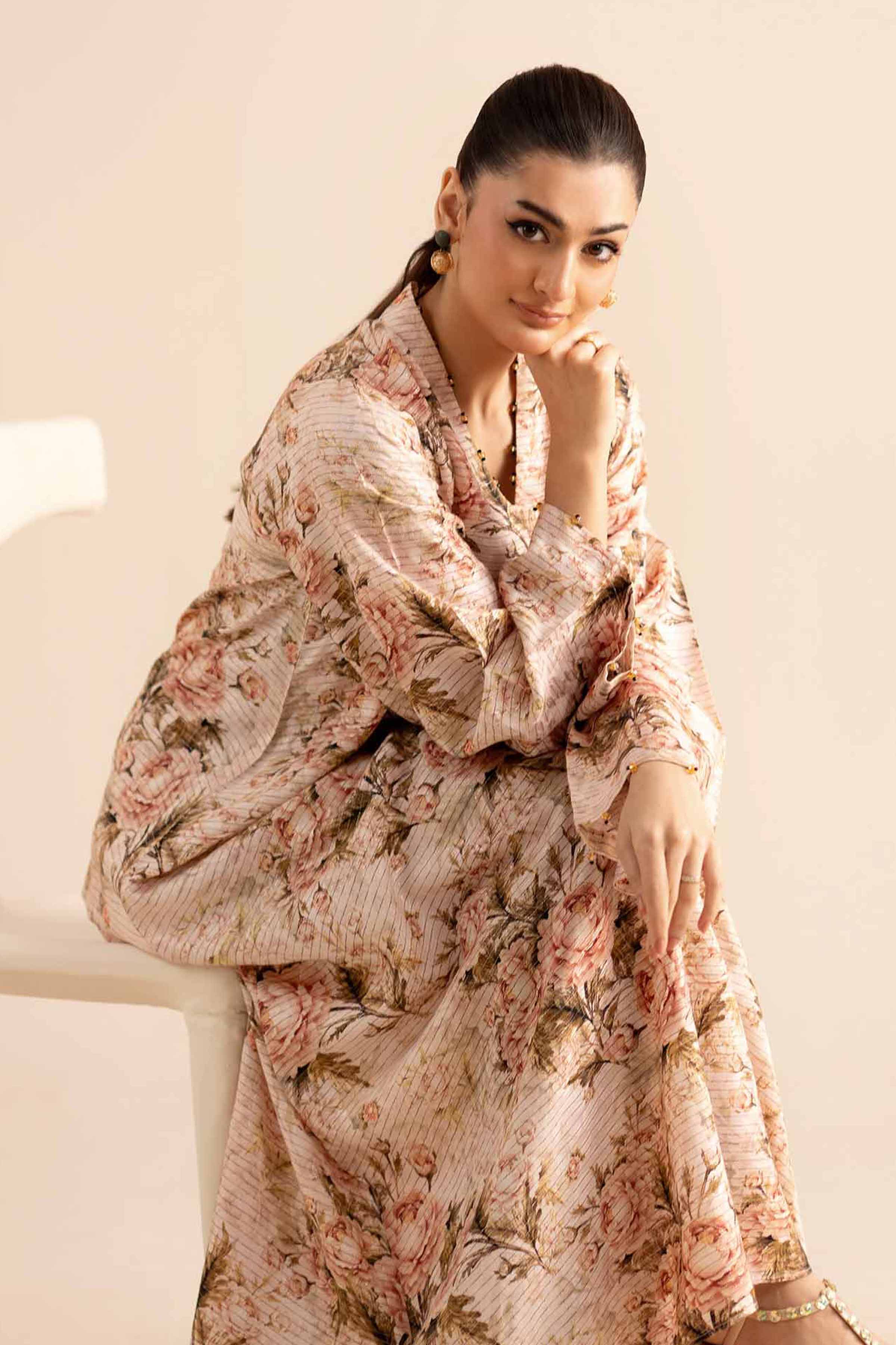 NishatUAE - Beige Printed Fancy Weft Ready to wear Shirt
