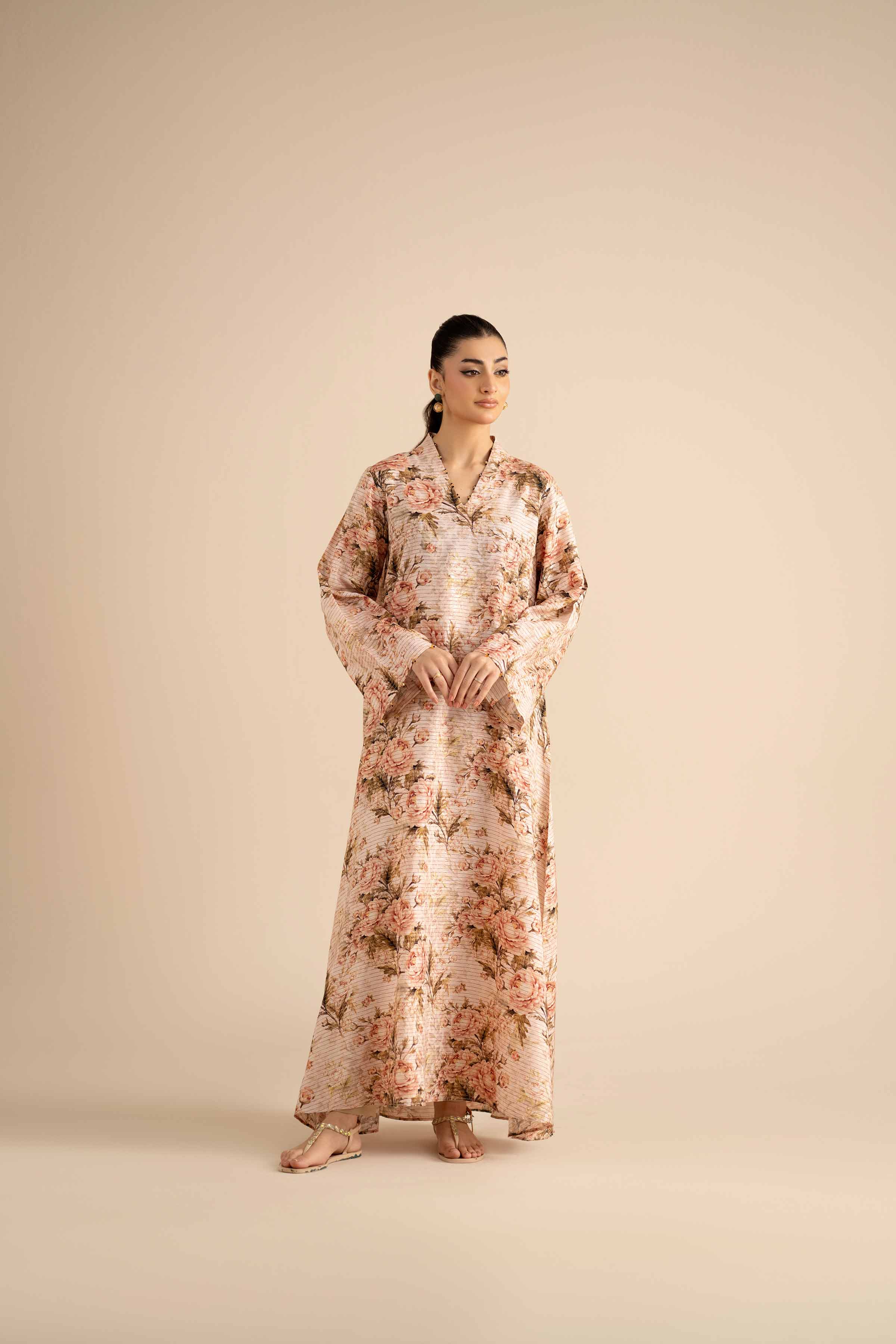 NishatUAE - Beige Printed Fancy Weft Ready to wear Shirt