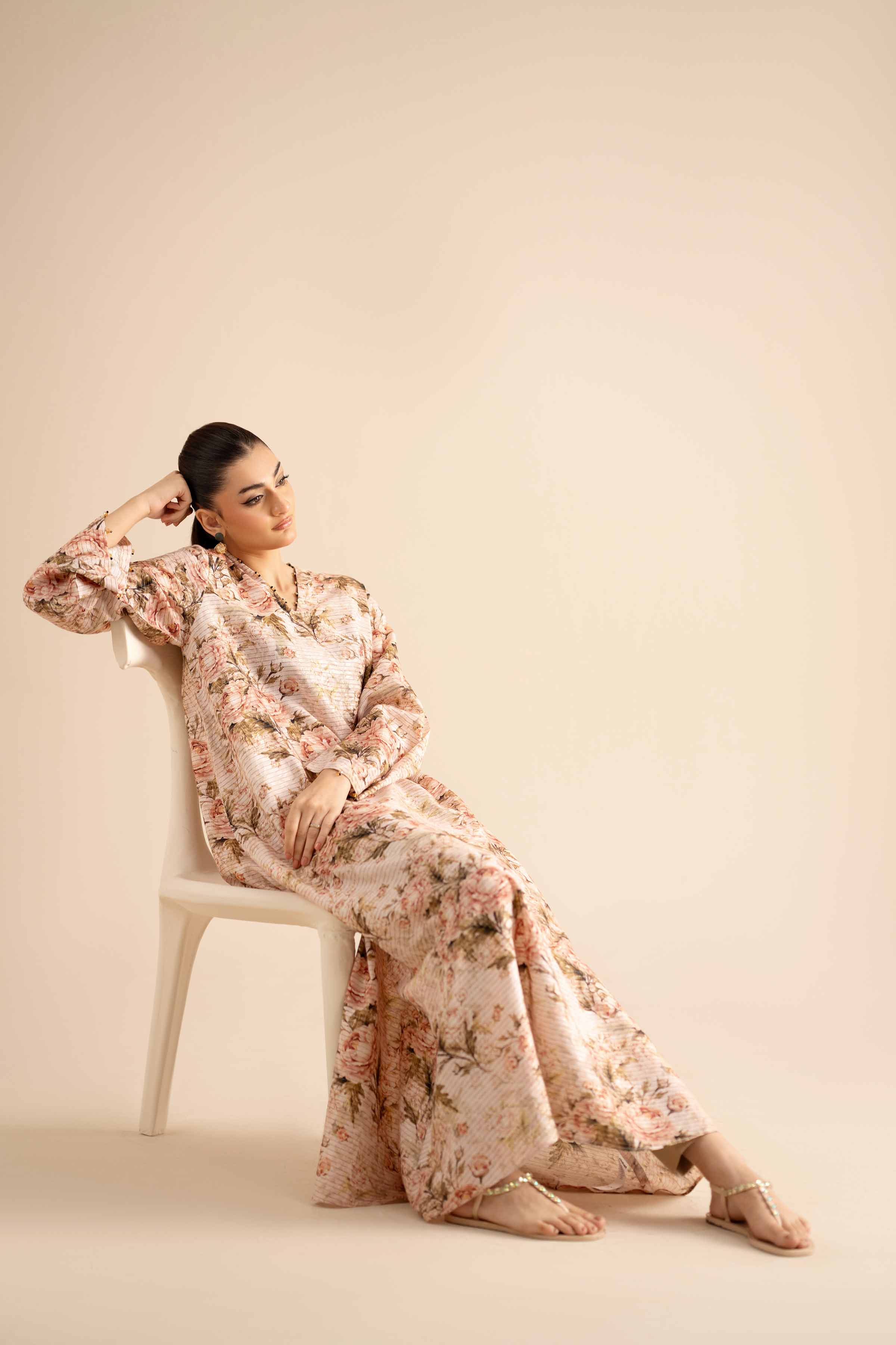 NishatUAE - Beige Printed Fancy Weft Ready to wear Shirt