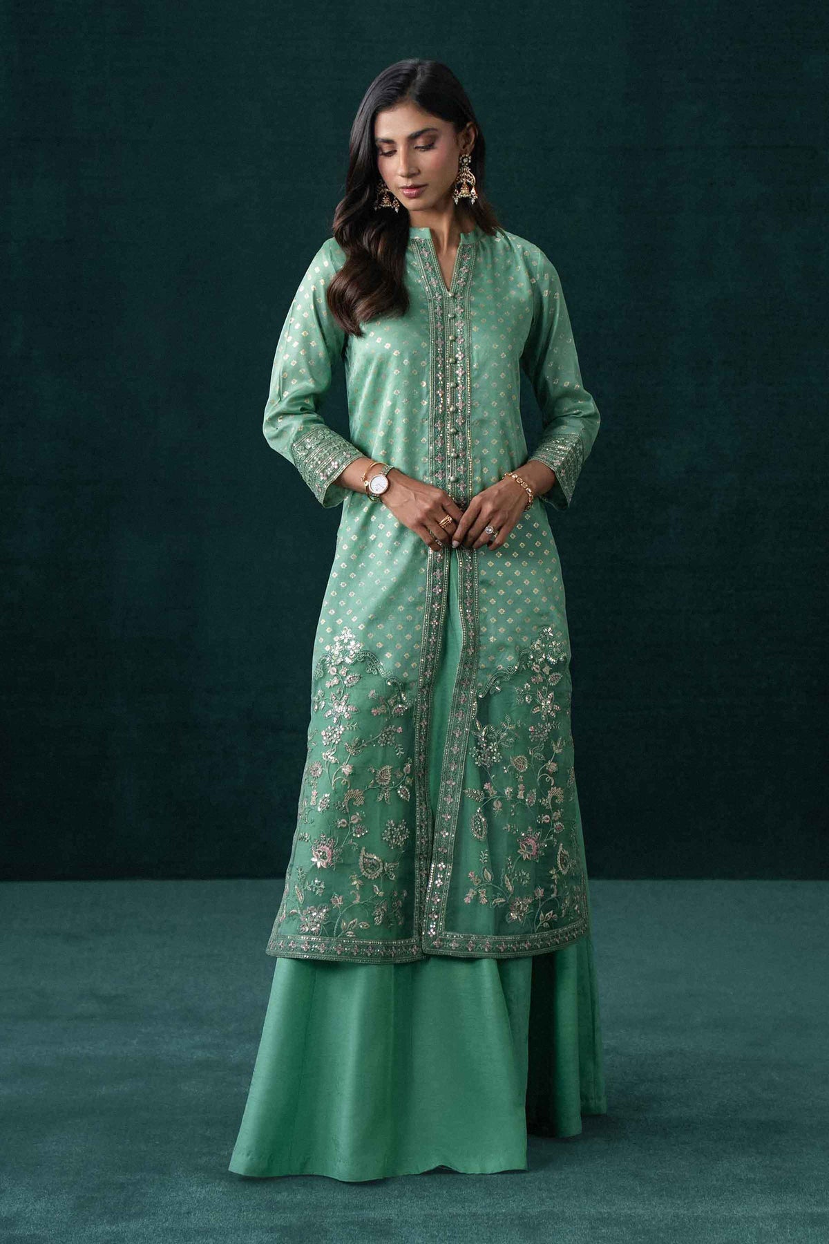 2 Piece - Printed Embroidered Suit - KBS26-134