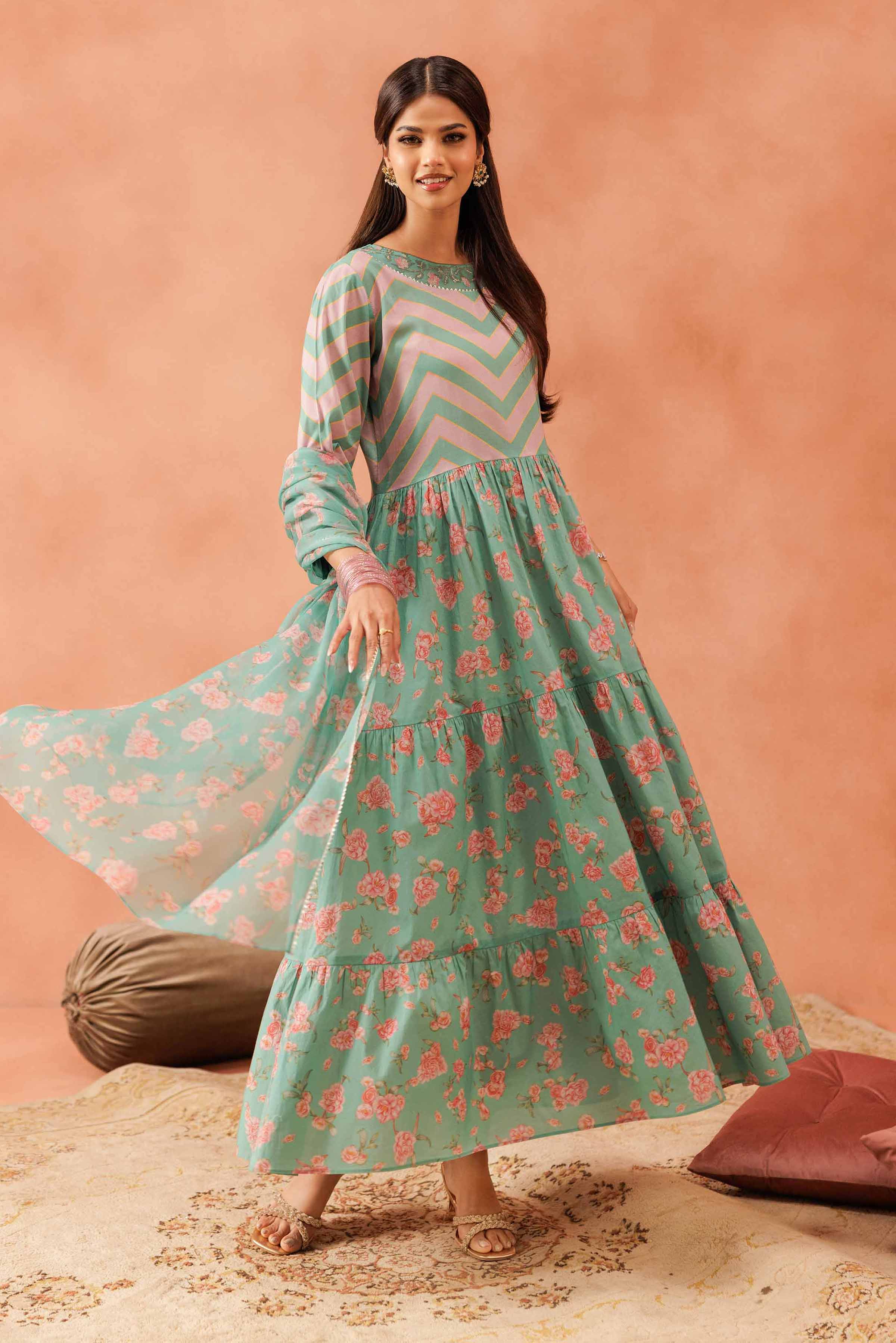 2 Piece - Printed Embroidered Suit - KFE25-147