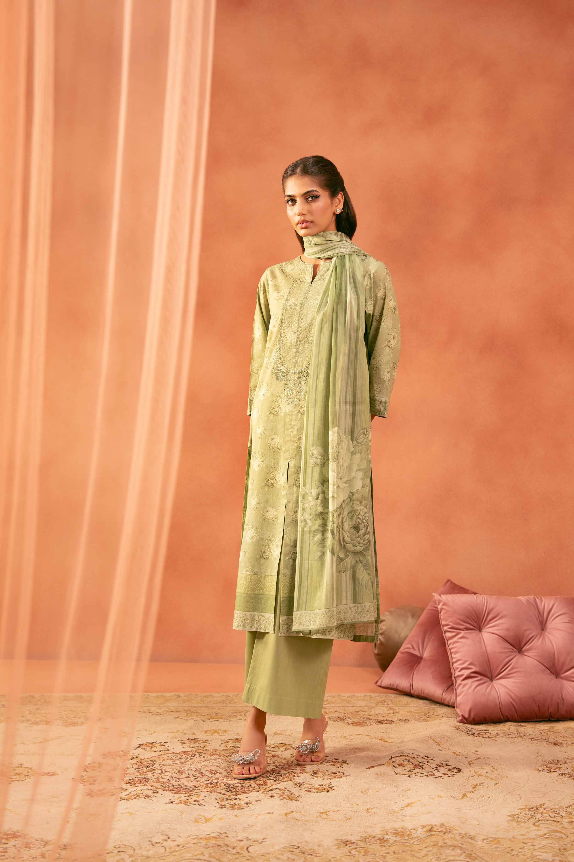 3 Piece - Printed Embroidered Suit - KFE25-149