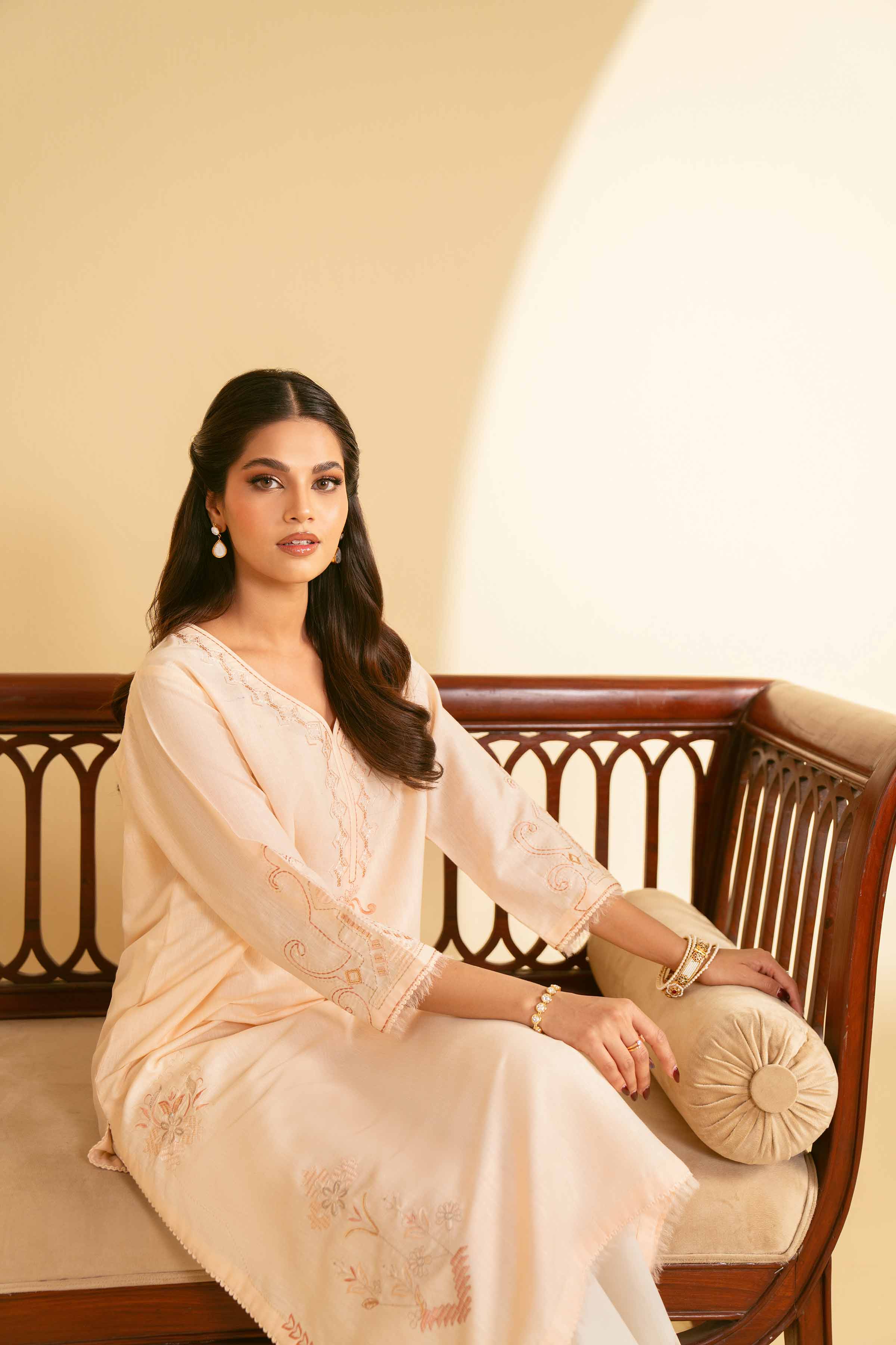 NishatUAE - Peach Embroidered Ready To Wear Shirt